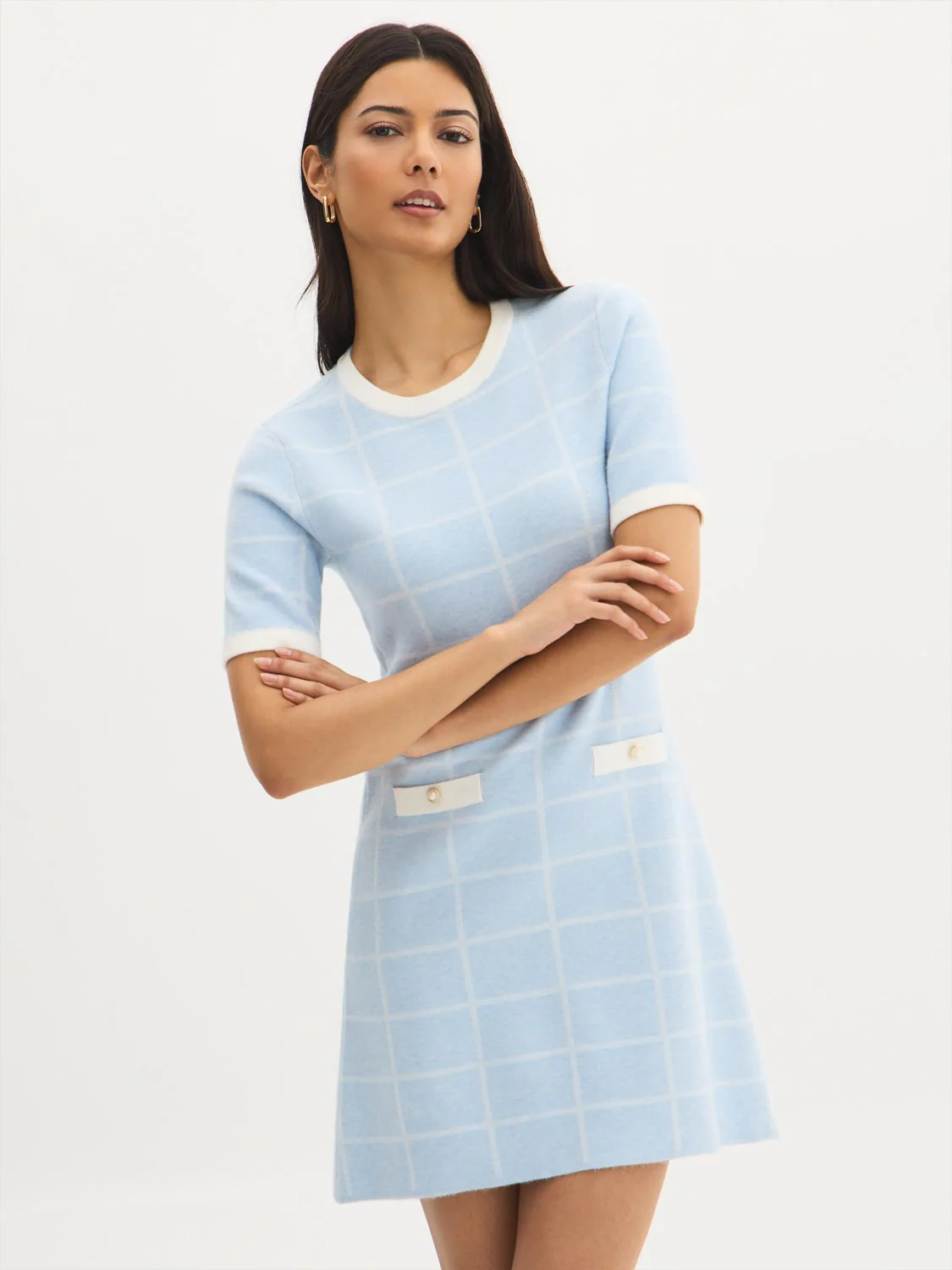 Plaid Mini Sweater Dress - Image 2