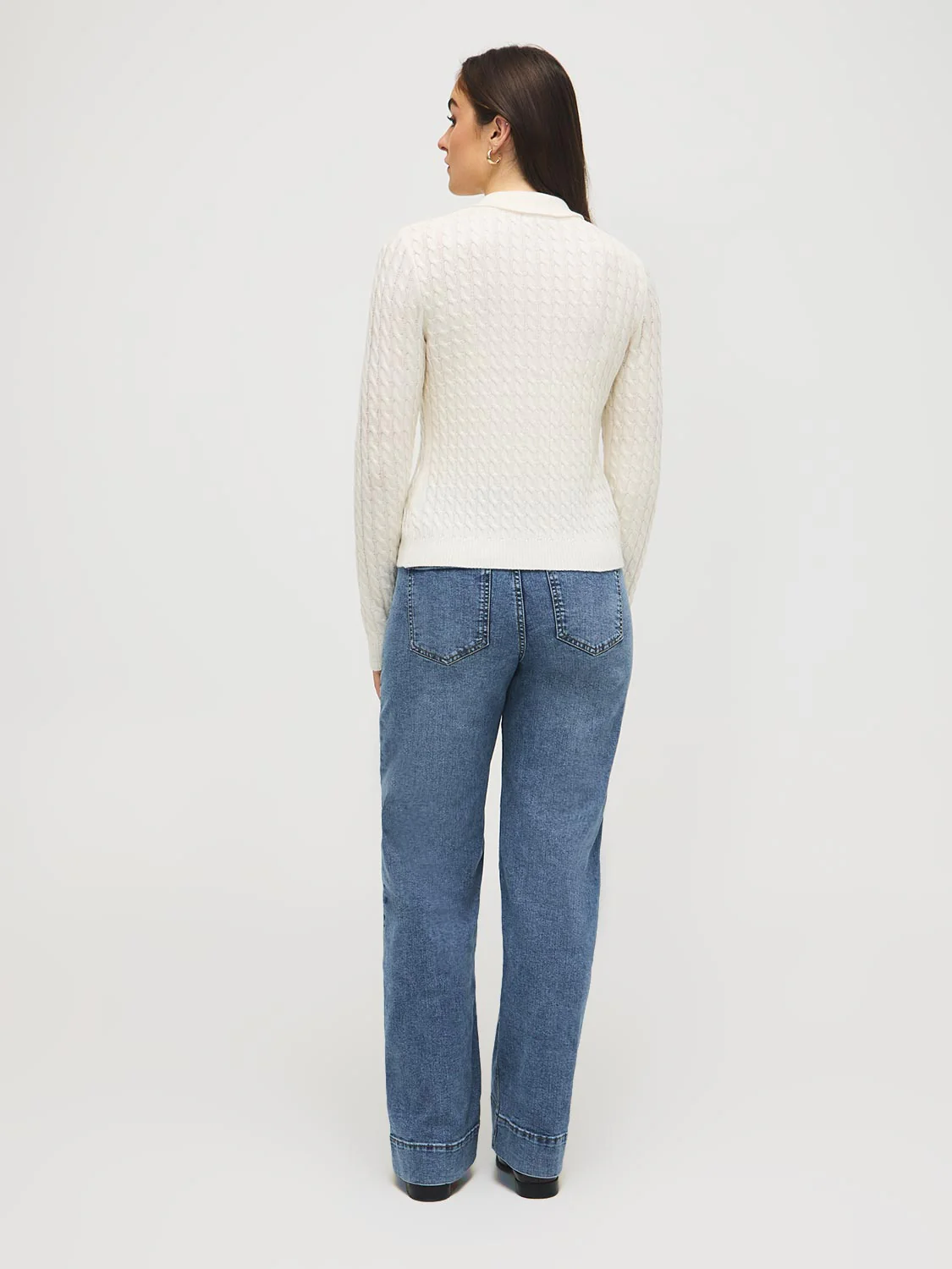 Collared Cable Knit Cardigan - Image 4