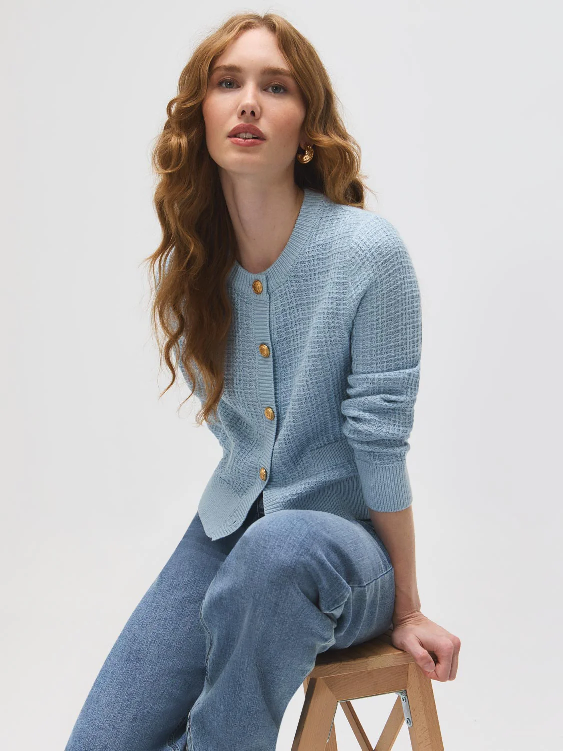 Cotton Blend Button-Front Cardigan - Image 4