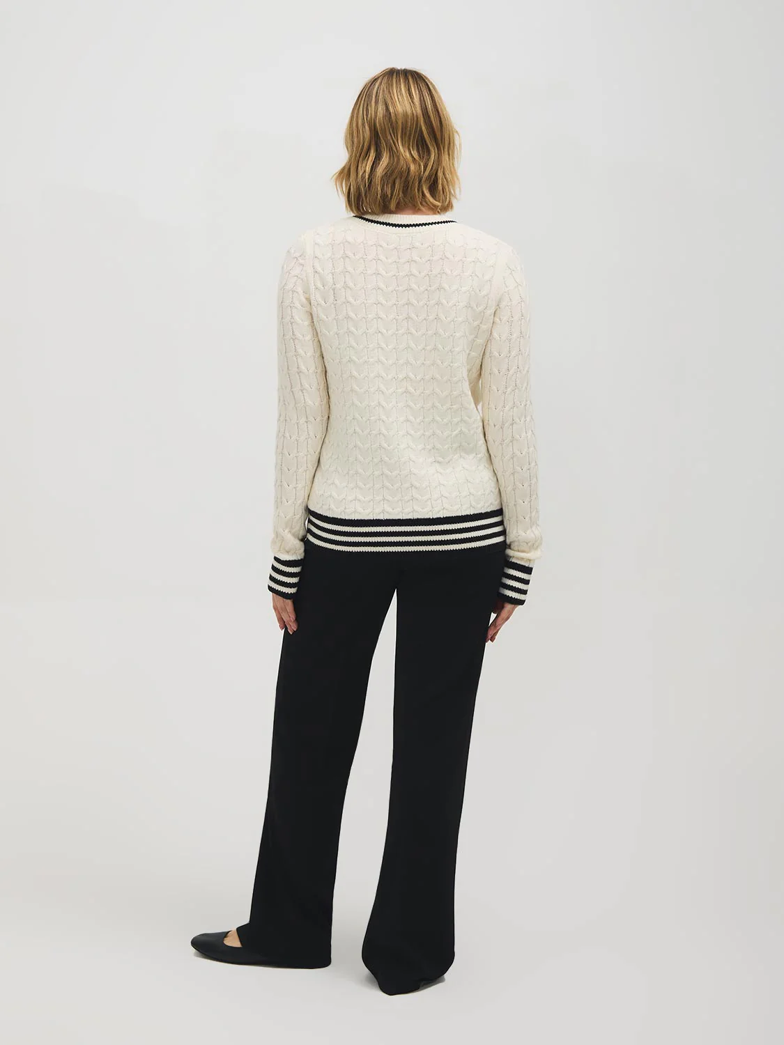 Contrast Piping Cable Knit Cardigan - Image 5