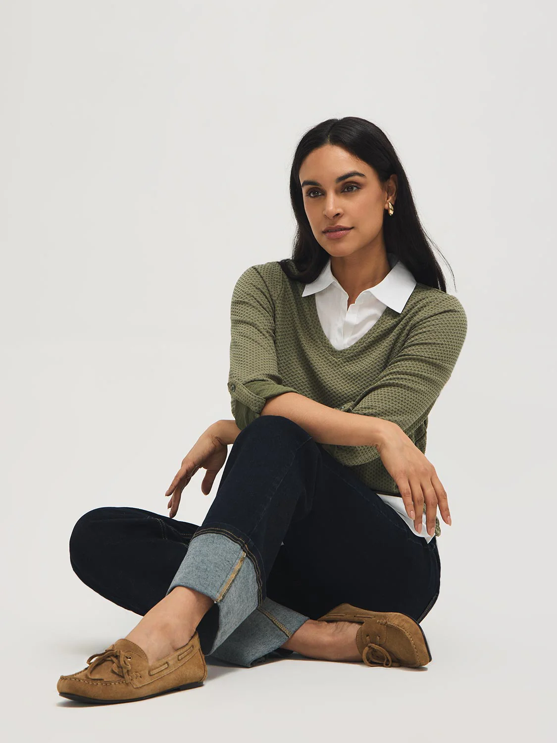 2-Fer Textured Top With Blouse