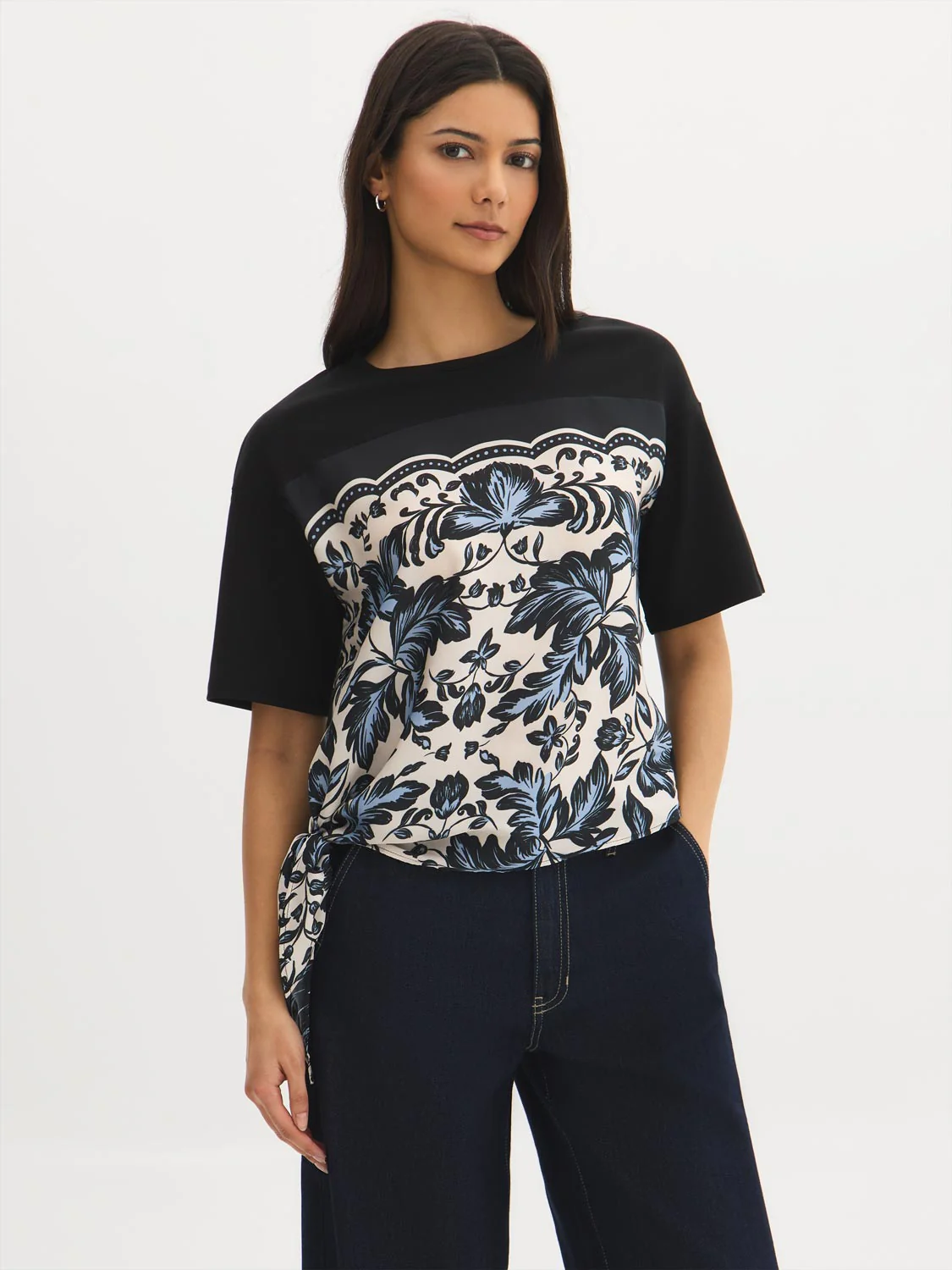 Cotton Floral Knot-Front Top - Image 2