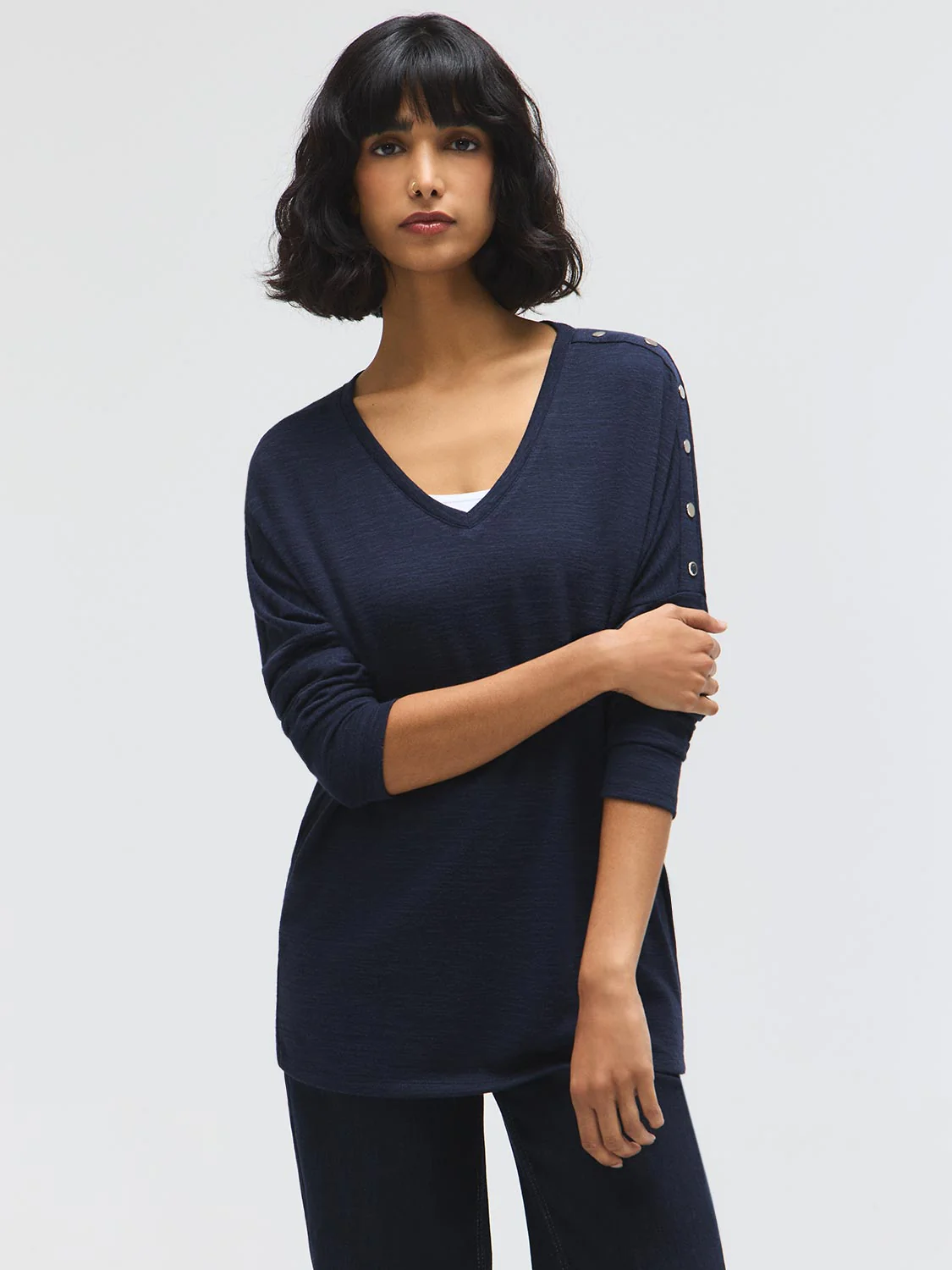 V-Neck Button-Detail Top - Image 10
