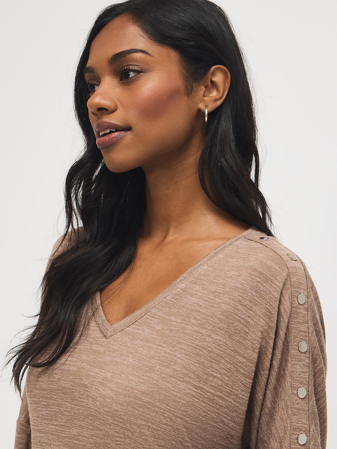 V-Neck Button-Detail Top - Image 2