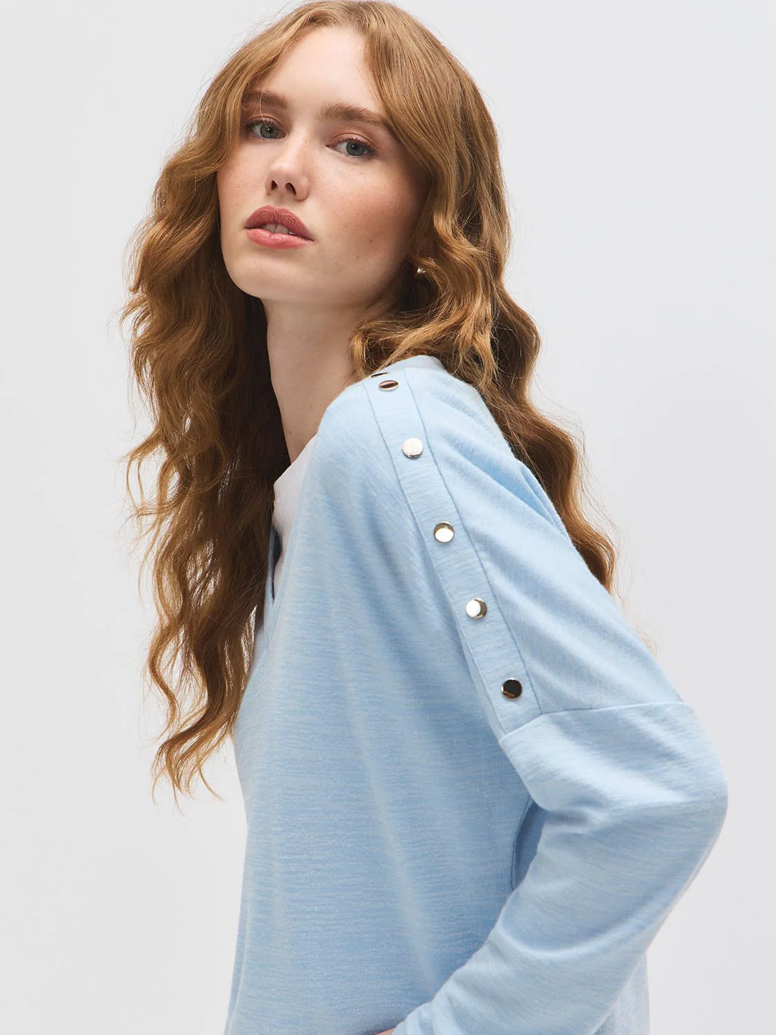 V-Neck Button-Detail Top - Image 6