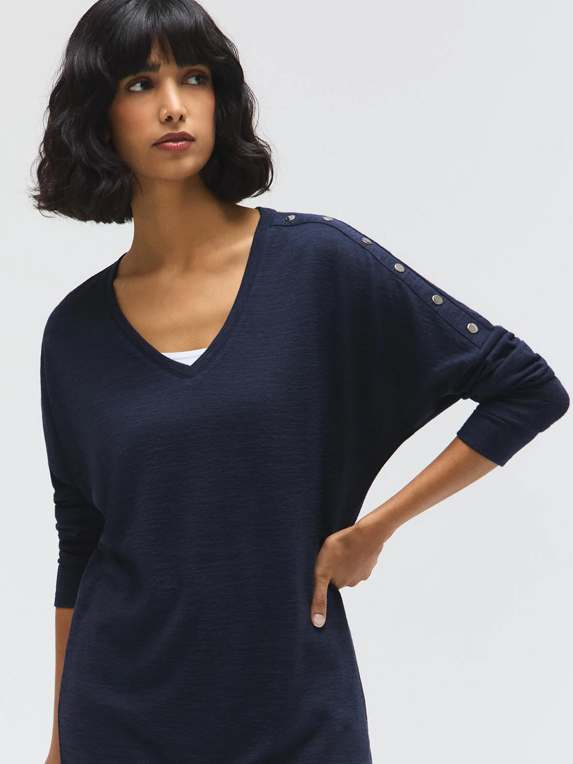 V-Neck Button-Detail Top - Image 9