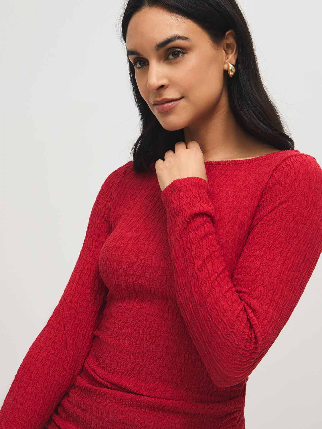 Boat Neck Ruched Top - Image 2