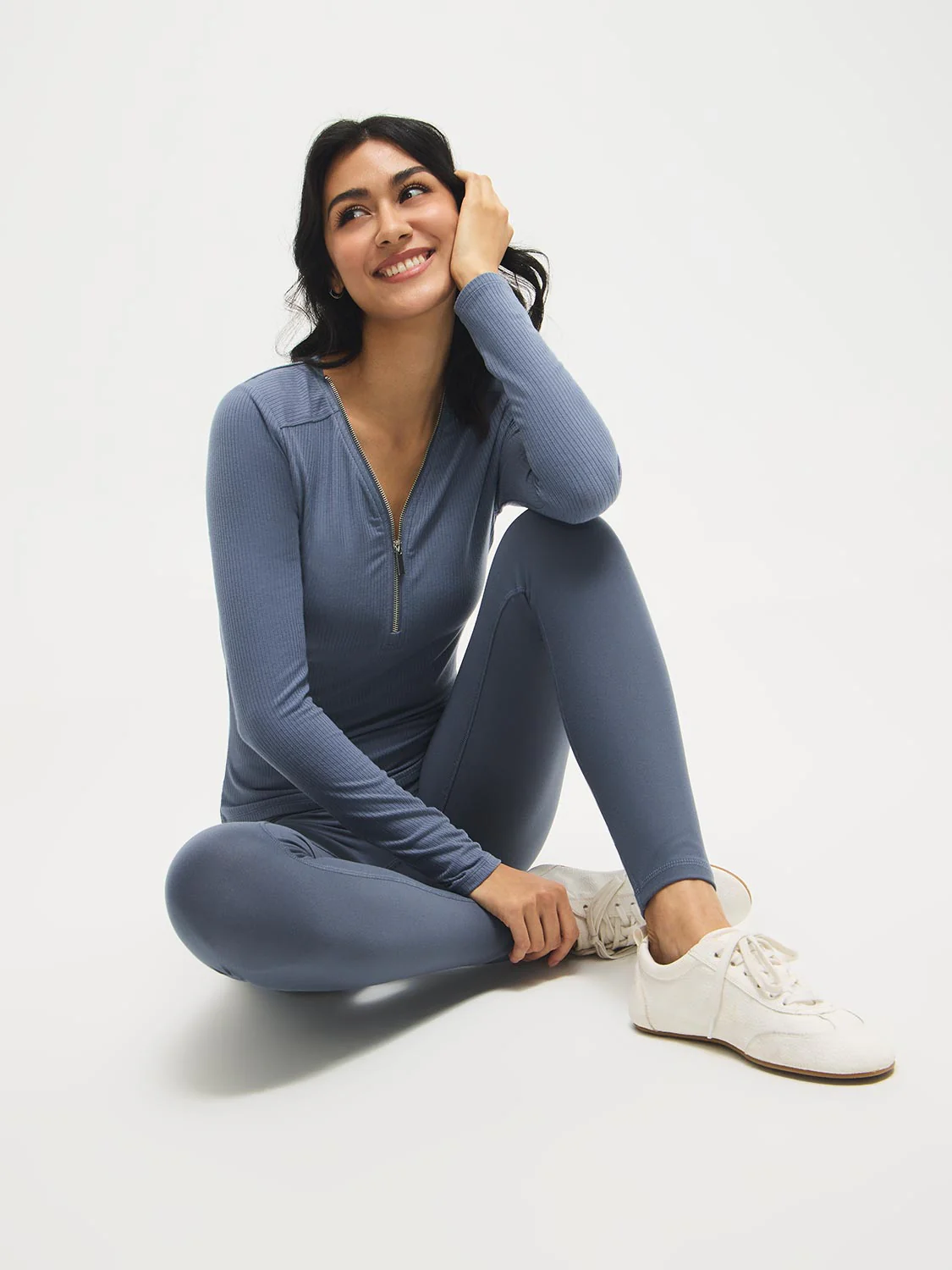 Zipper V-Neck Ribbed Top - Image 9