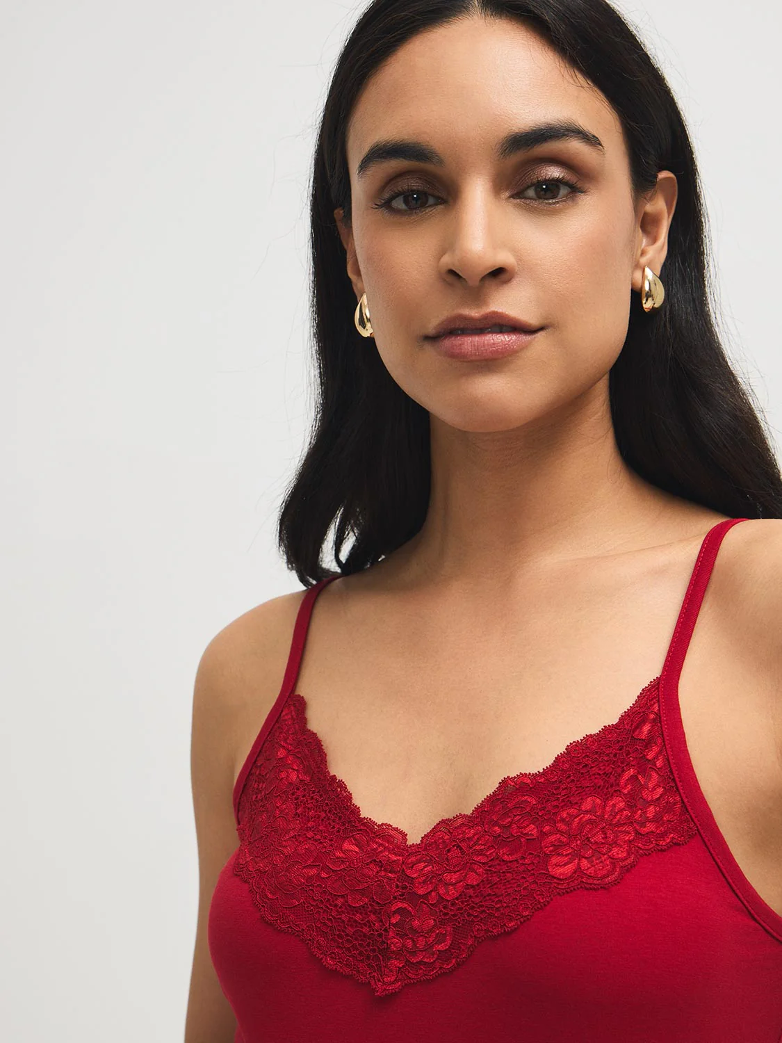 Cotton-Blend Tank Top With Lace Trim - Image 23