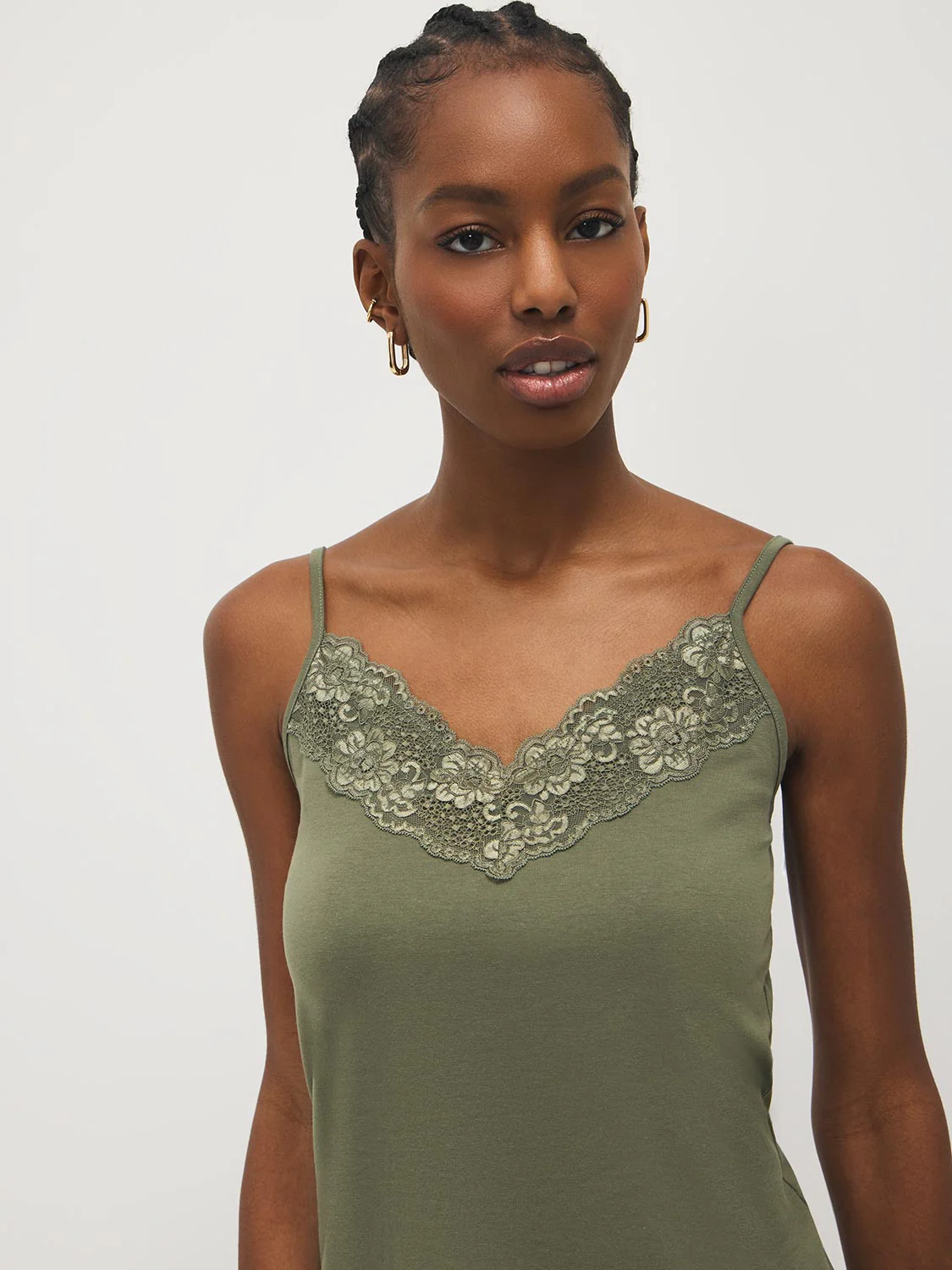 Cotton-Blend Tank Top With Lace Trim - Image 5