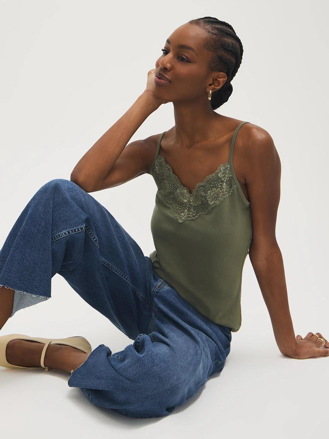 Cotton-Blend Tank Top With Lace Trim - Image 6