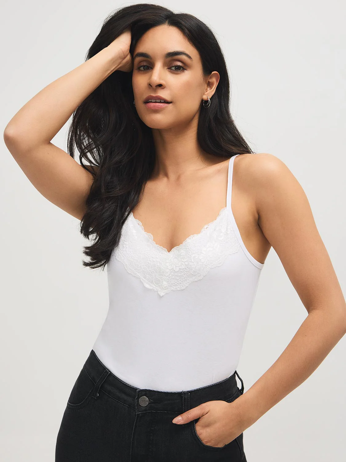 Cotton-Blend Tank Top With Lace Trim - Image 9