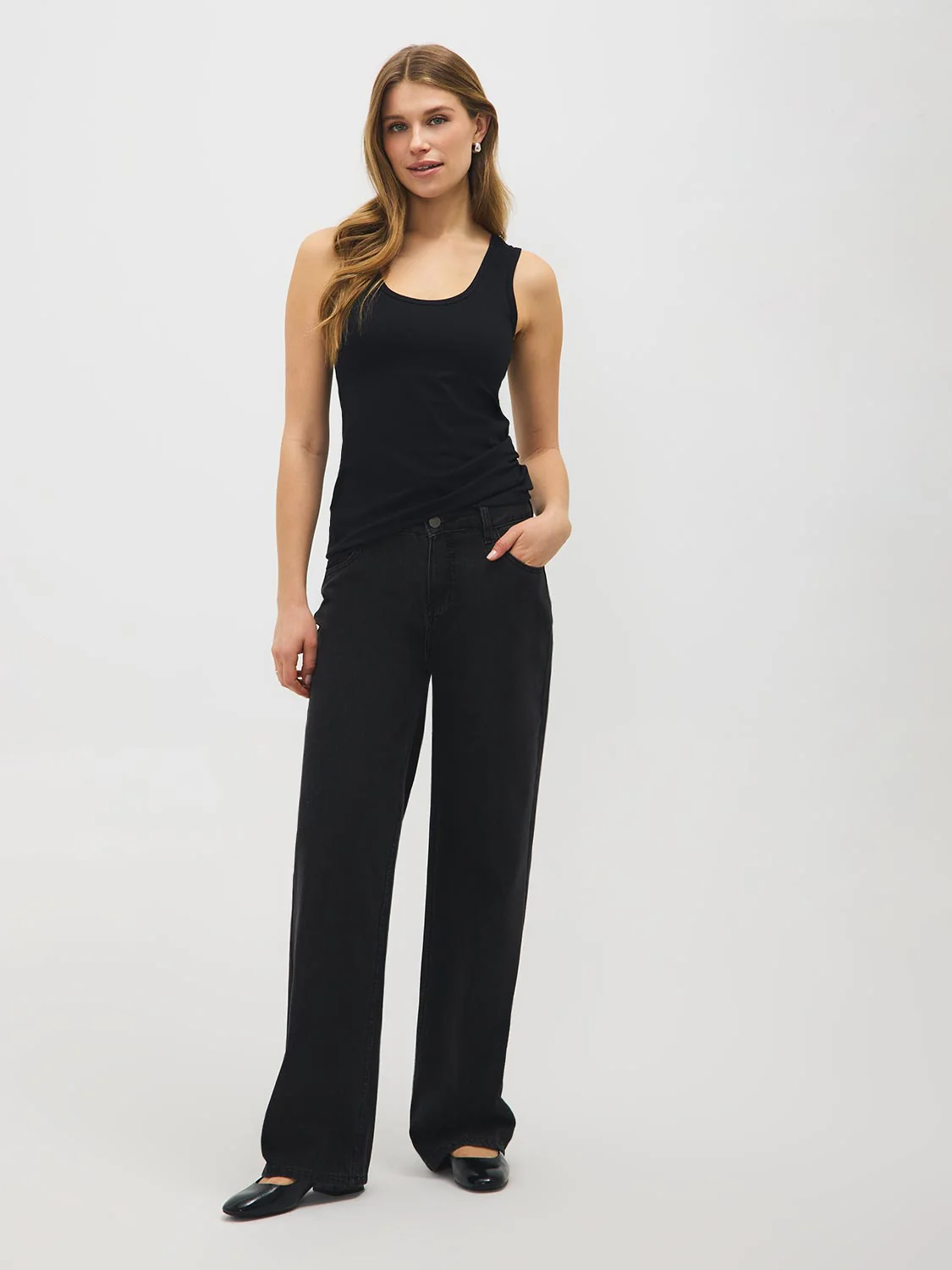 Cotton-Blend Scoop Neck Tank Top - Image 11
