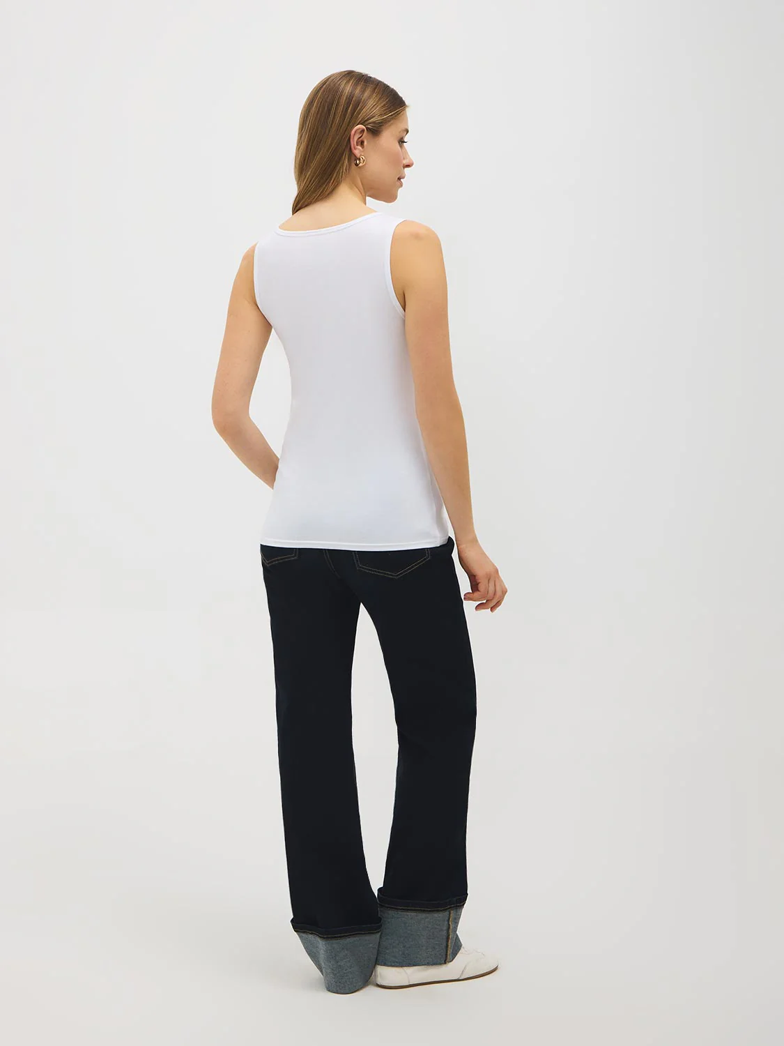 Cotton-Blend Scoop Neck Tank Top - Image 8