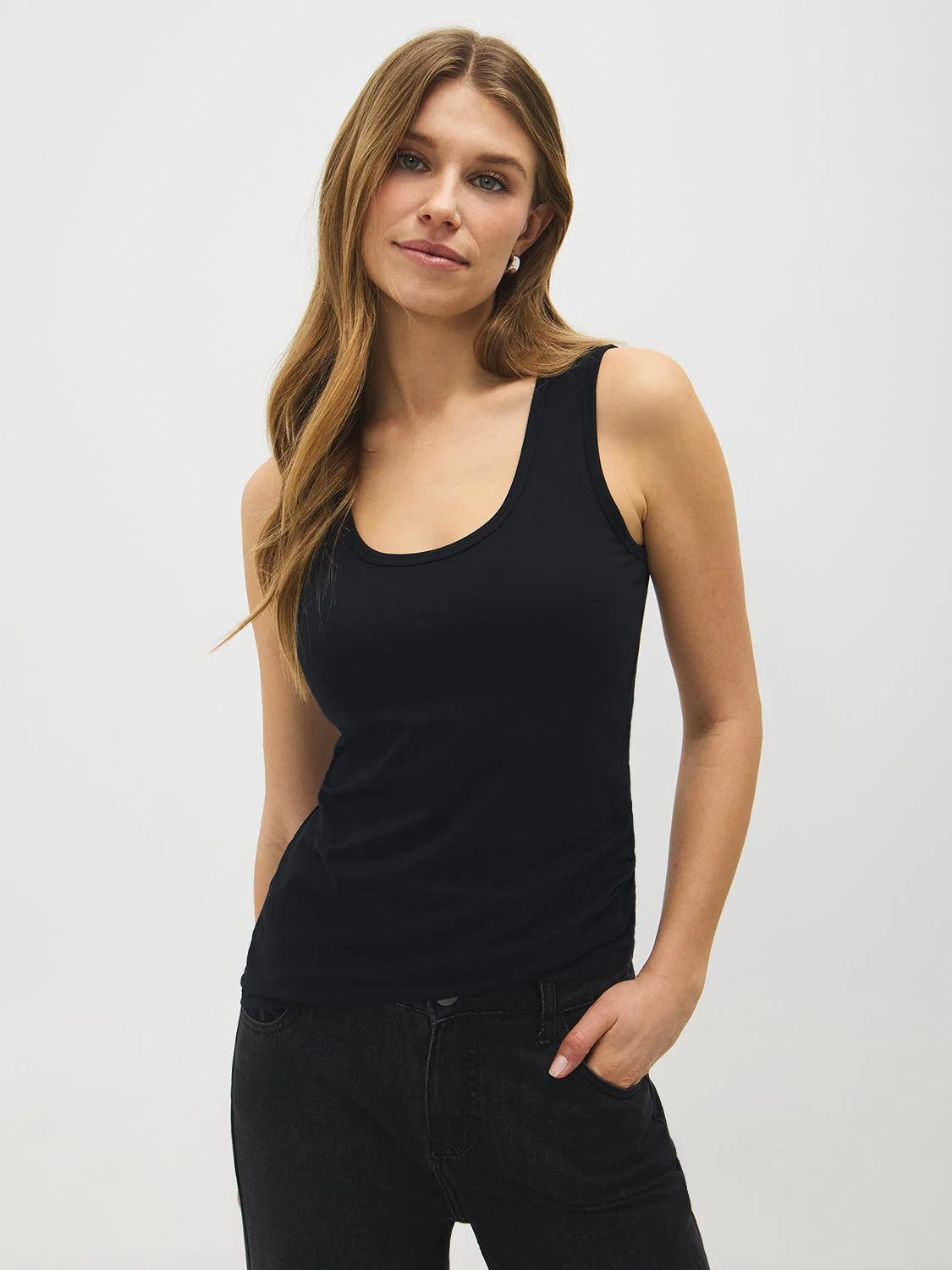 Cotton-Blend Scoop Neck Tank Top - Image 9