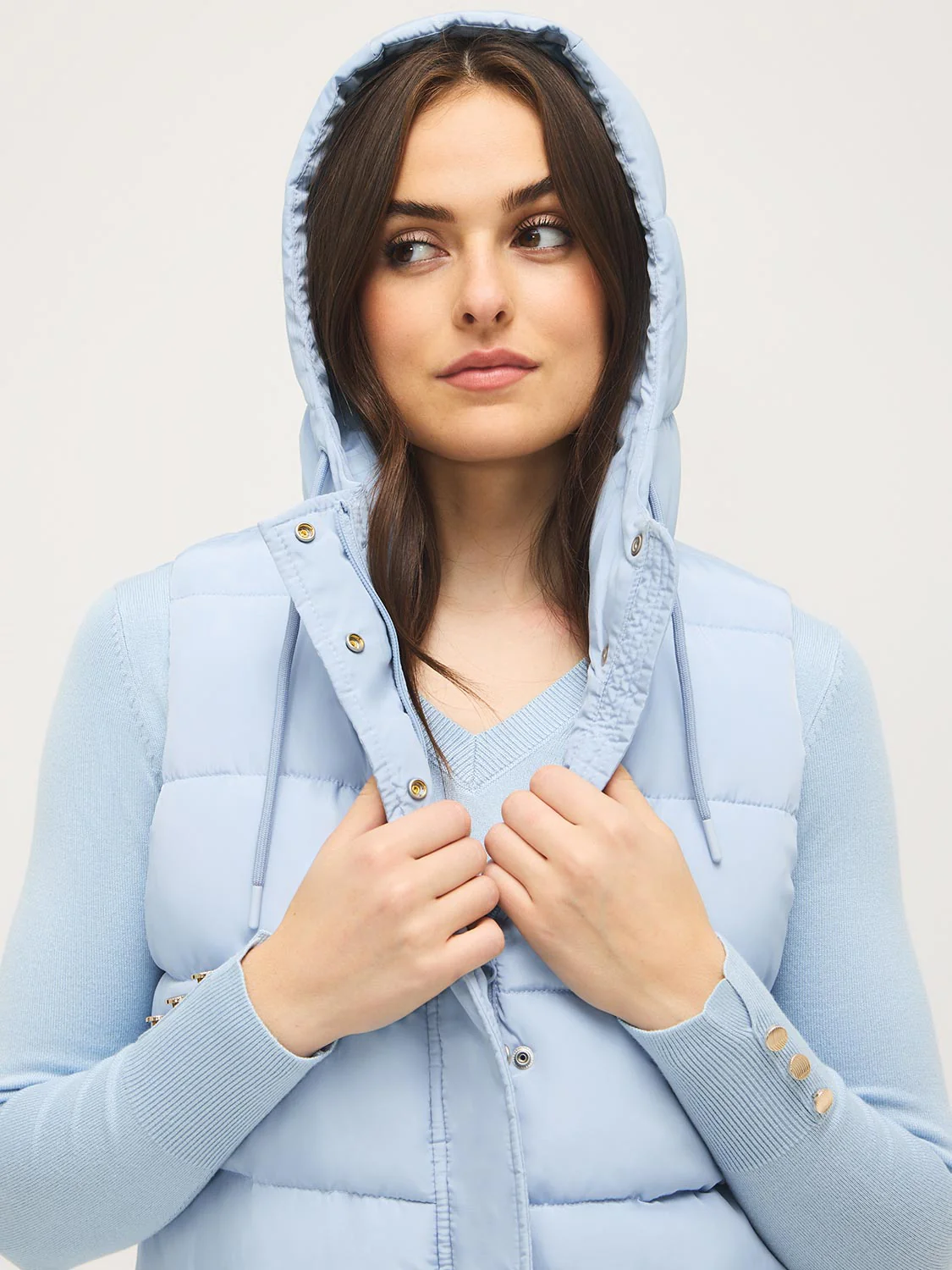 Long Hooded Puffer Vest - Image 12