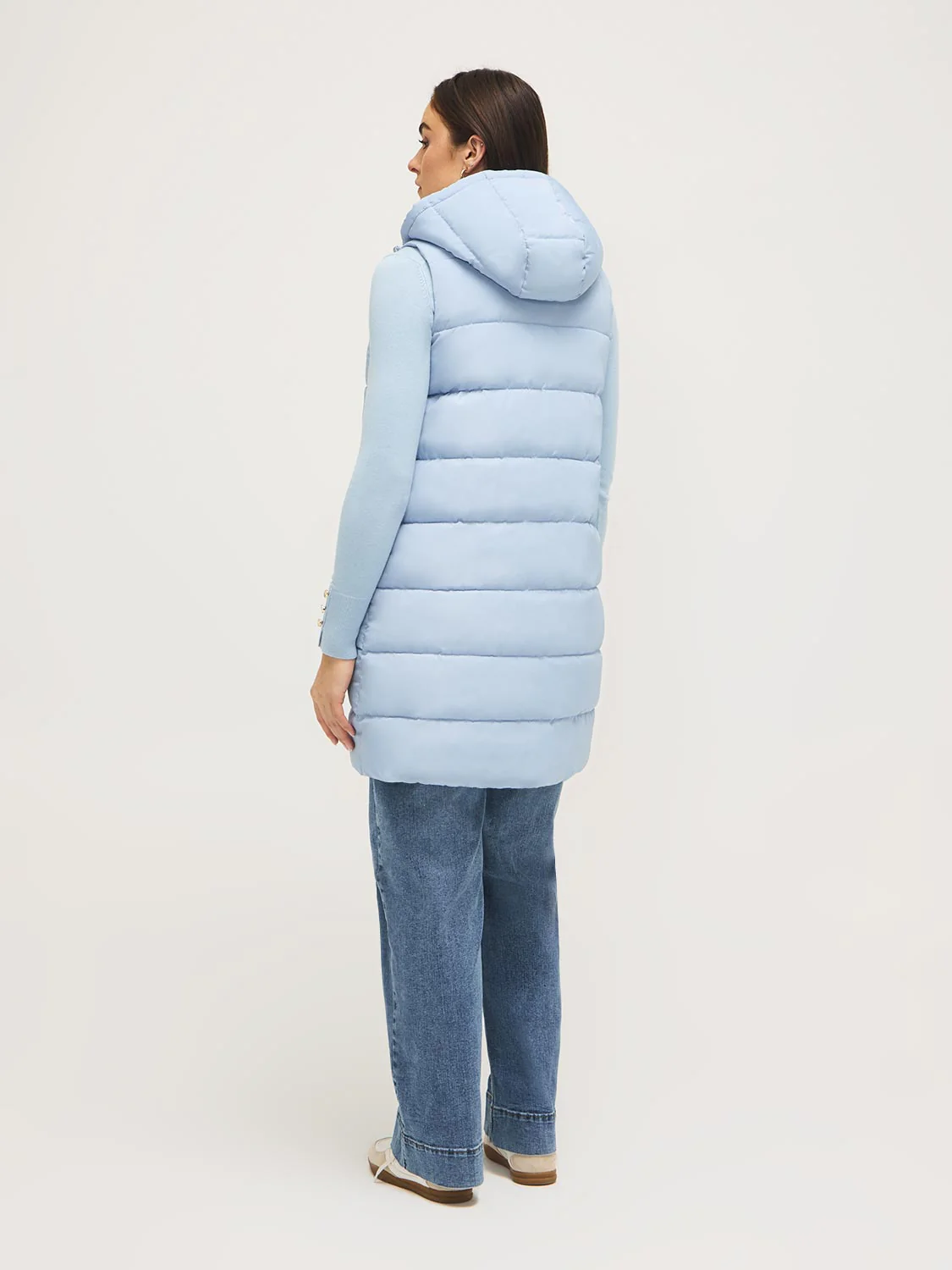 Long Hooded Puffer Vest - Image 13