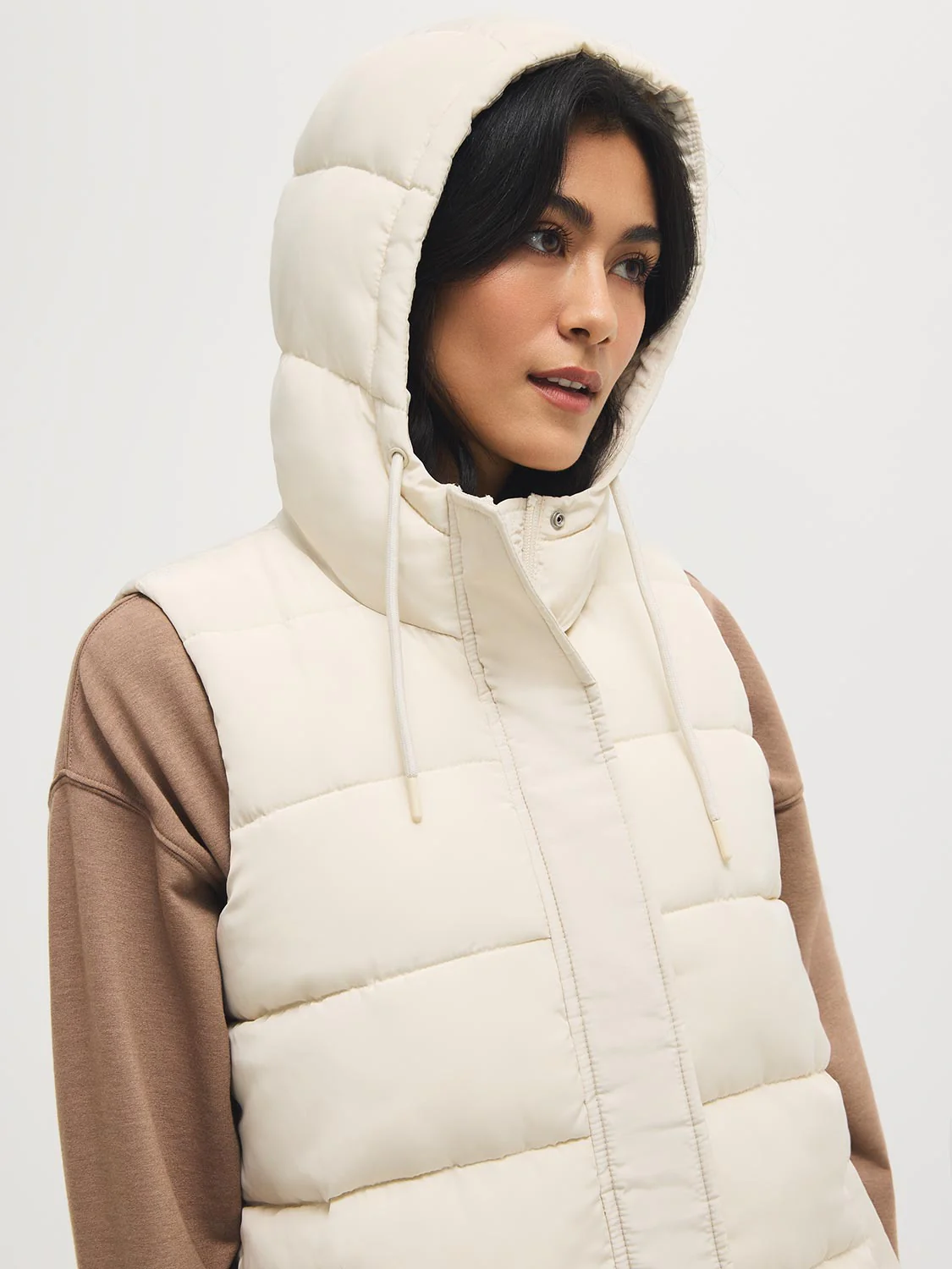 Long Hooded Puffer Vest - Image 7