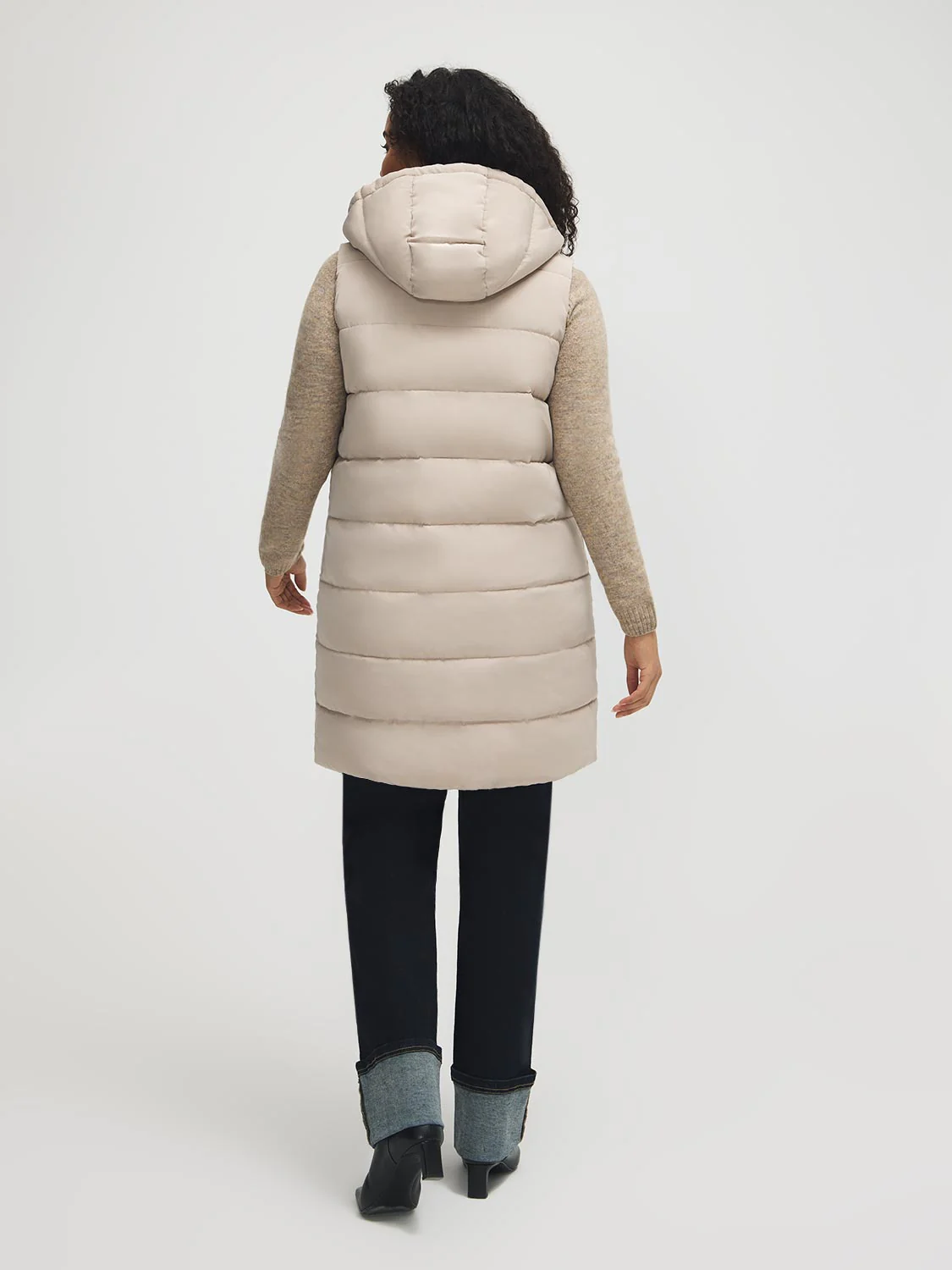 Long Hooded Puffer Vest - Image 9