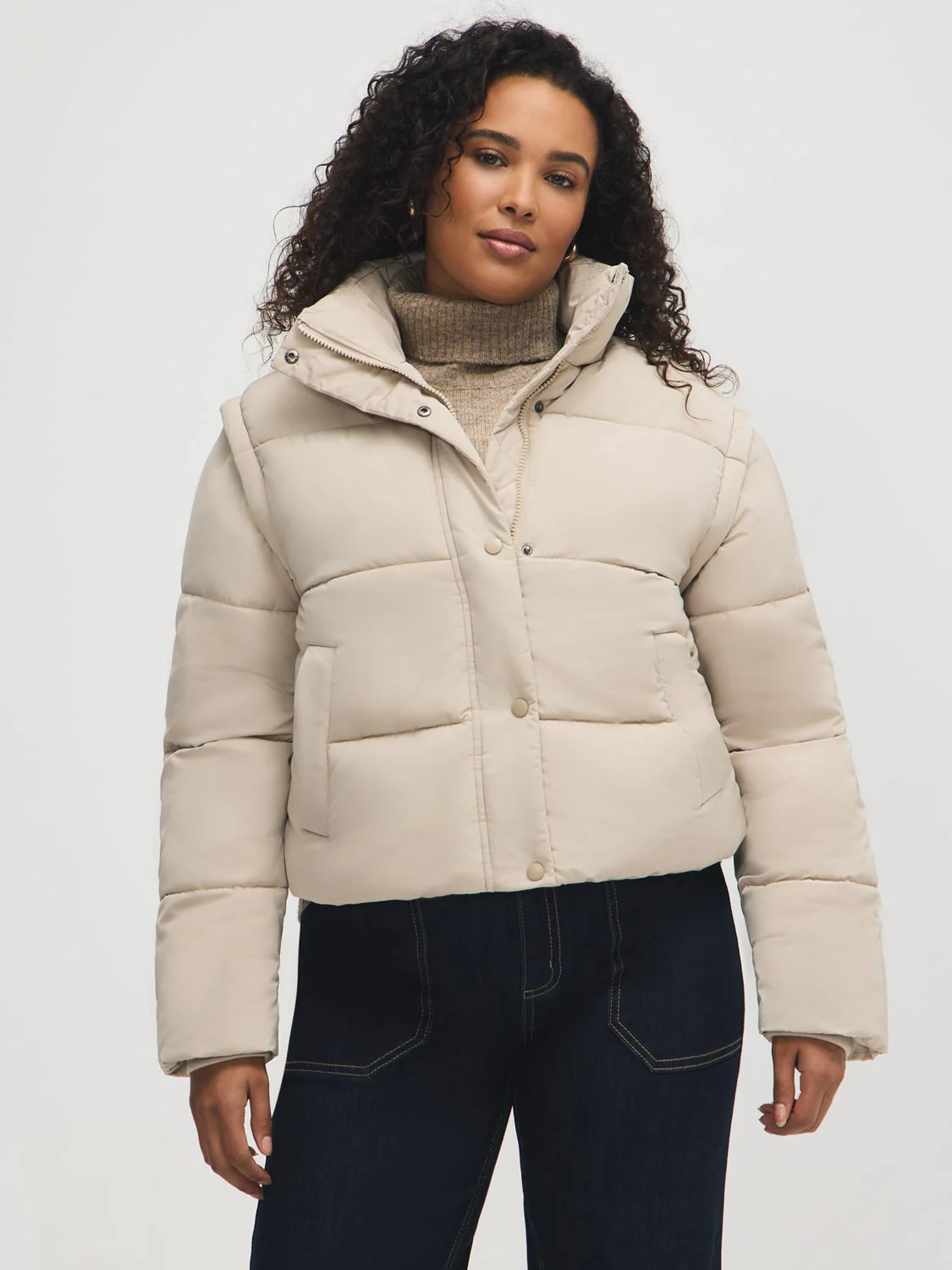Short Puffer With Removable Sleeves - Image 4