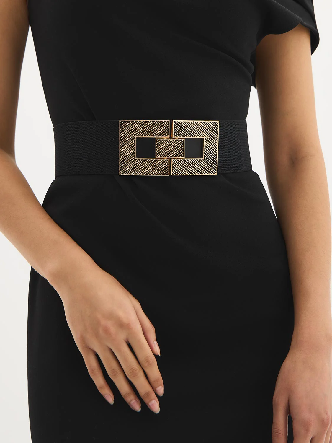 Gold Square Buckle Elastic Belt - Image 2