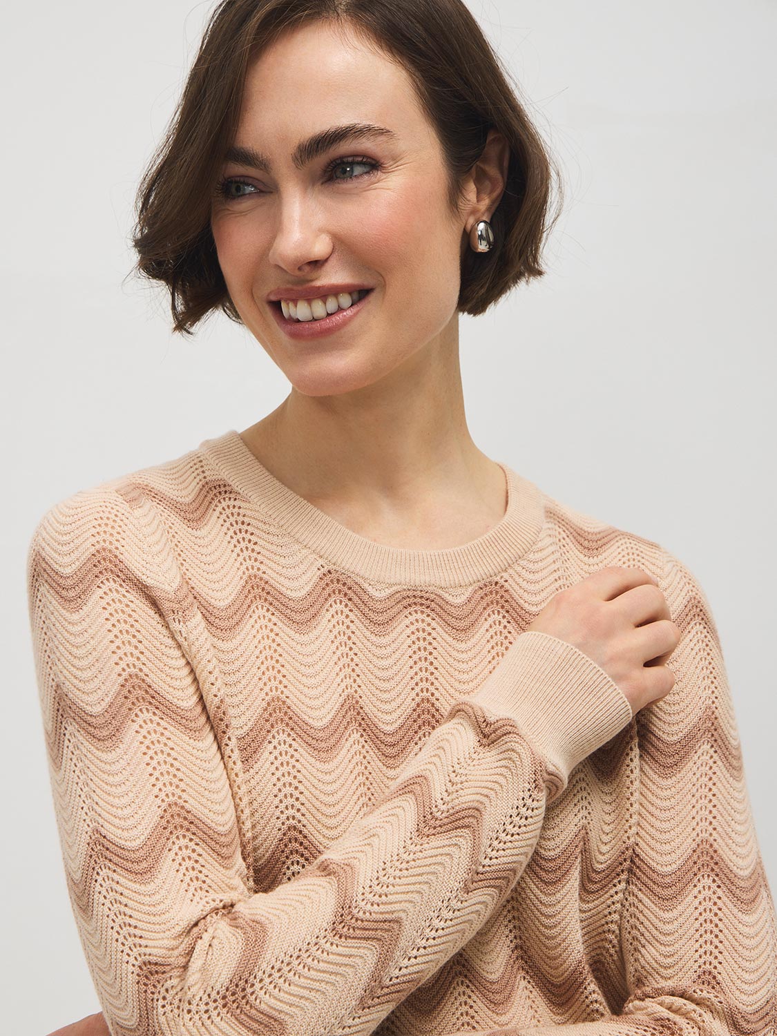Wave Pattern Pointelle Sweater - Image 3