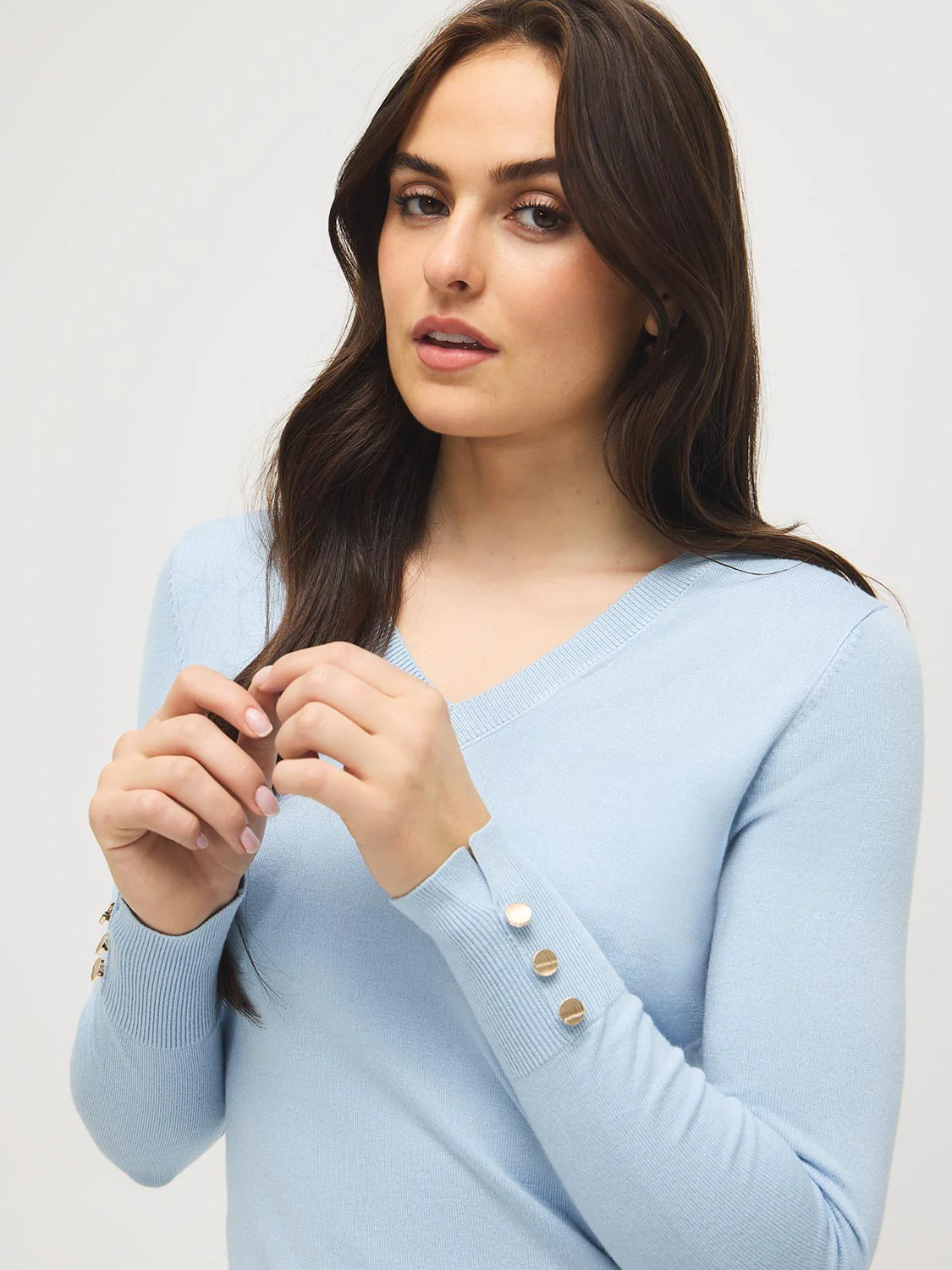 Button Detail V-Neck Sweater - Image 10