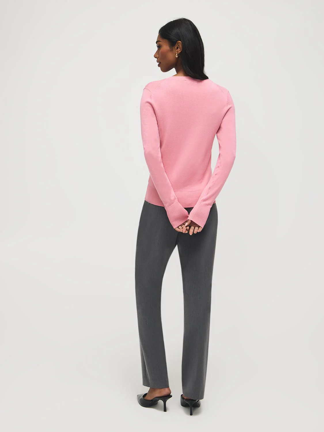 Button Detail V-Neck Sweater - Image 3