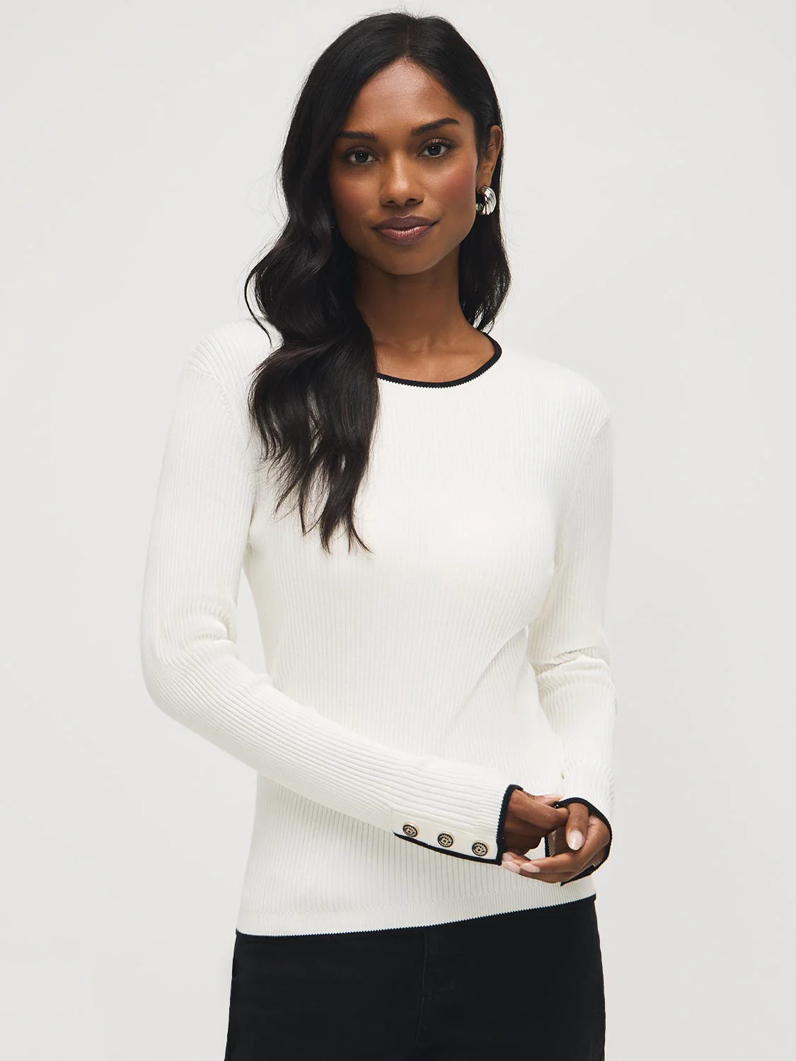 Button-Cuff Ribbed Sweater - Image 3