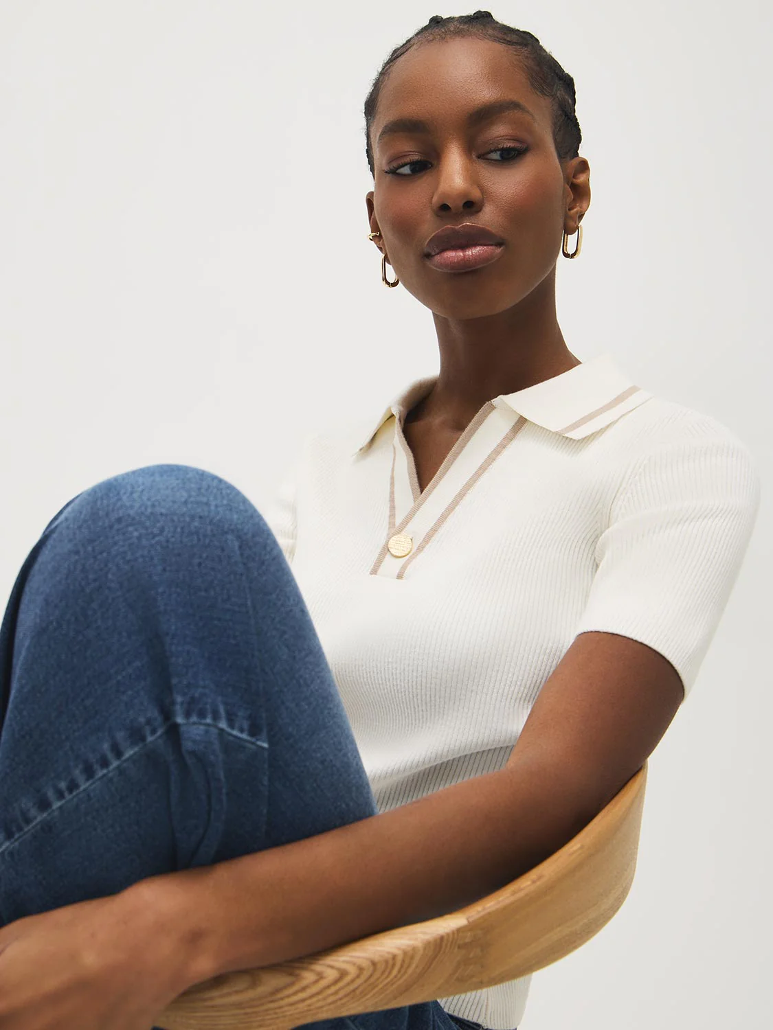 Cotton-Blend Polo Sweater with Contrast Piping - Image 3