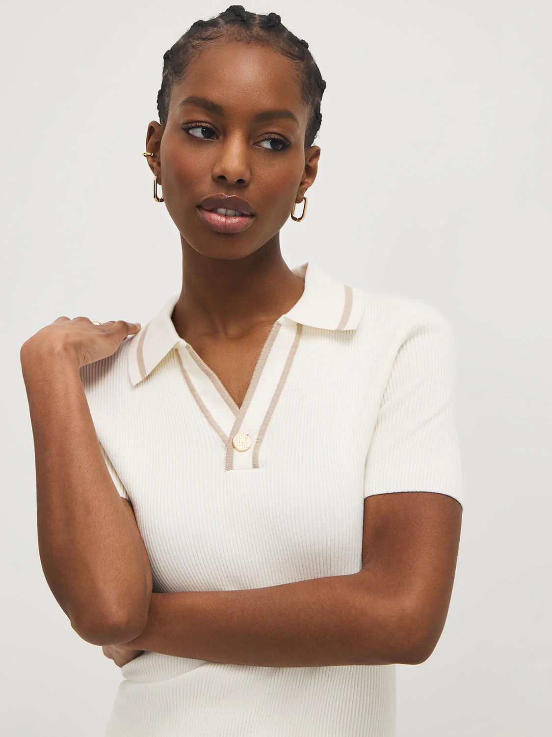 Cotton-Blend Polo Sweater with Contrast Piping - Image 4