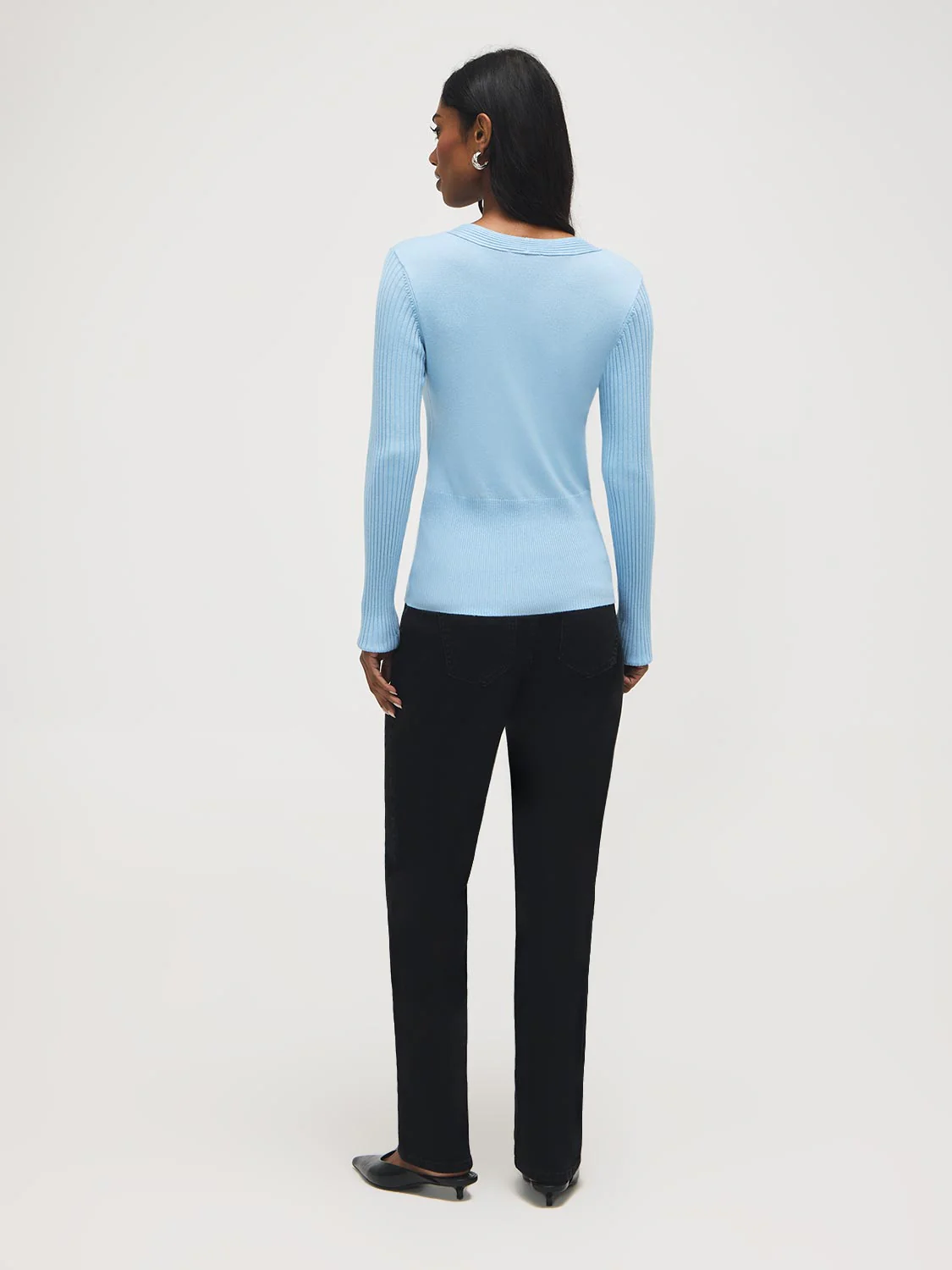 Button-Detail Wrap Front Sweater - Image 8