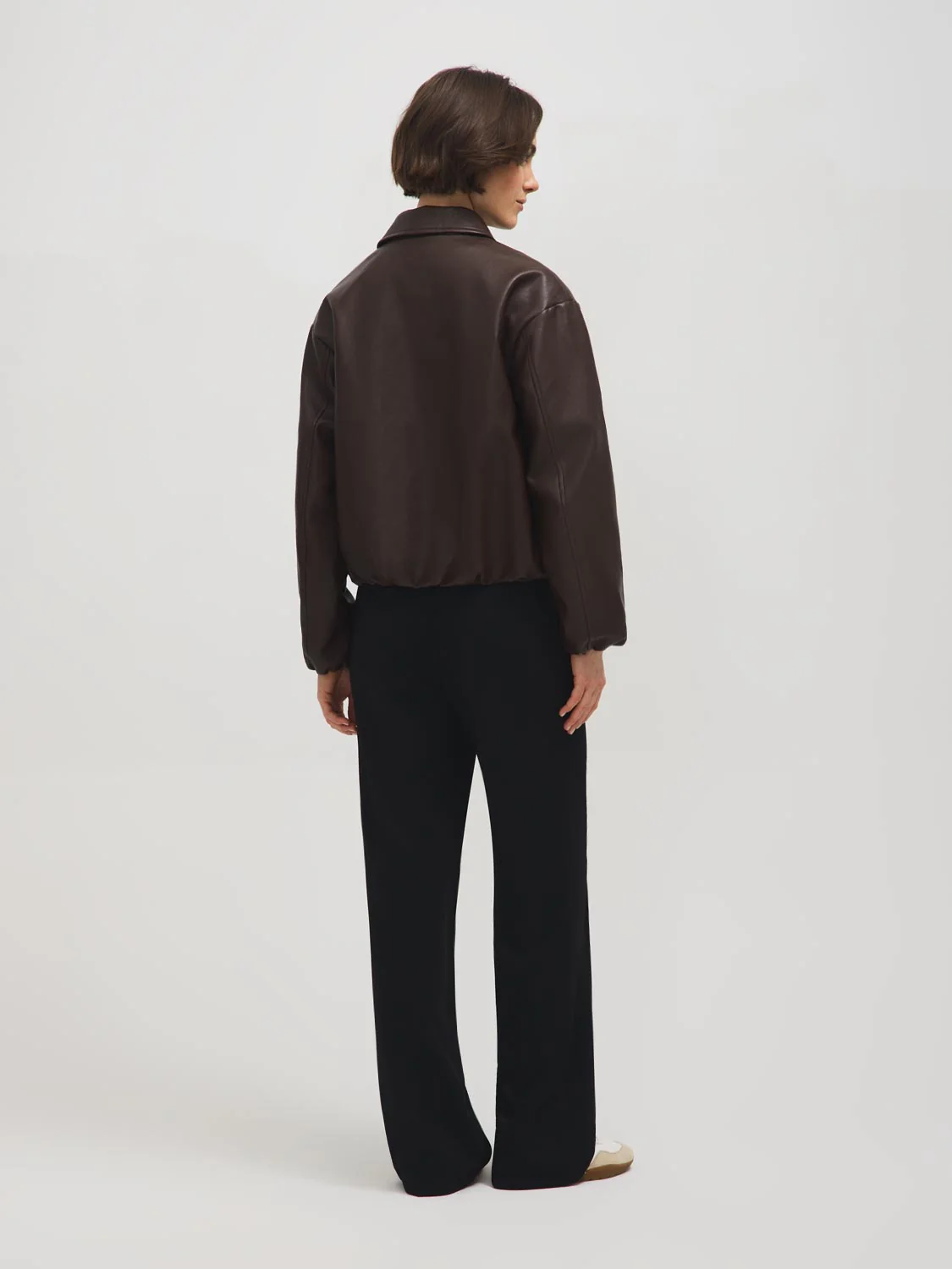 Elastic Waist Faux Leather Jacket - Image 5