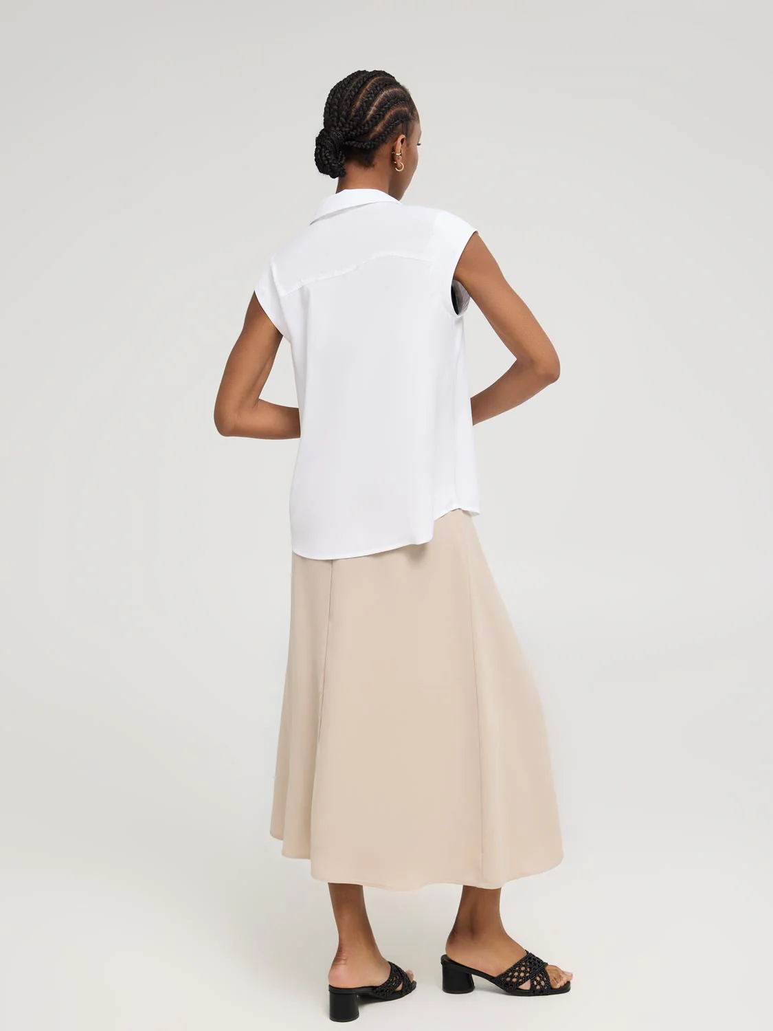 Cap Sleeve Button-Front Blouse - Image 4