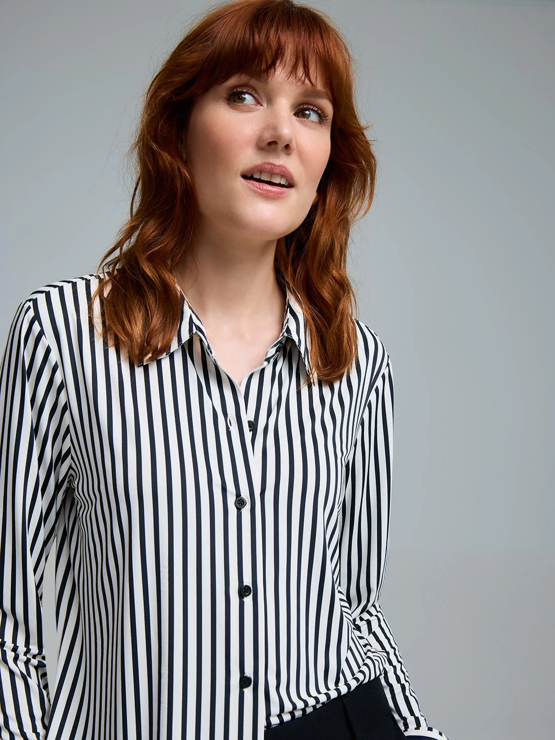 Striped Long Sleeve Button-Up Blouse - Image 4