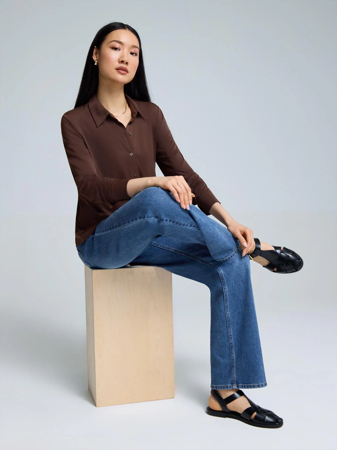 Long Sleeve Button-Up Blouse