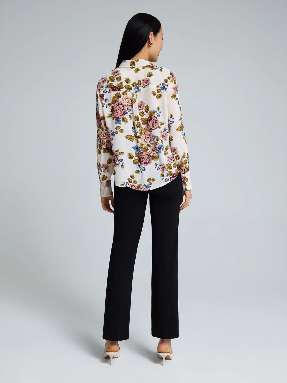 Floral Button-Front Chiffon Blouse - Image 4