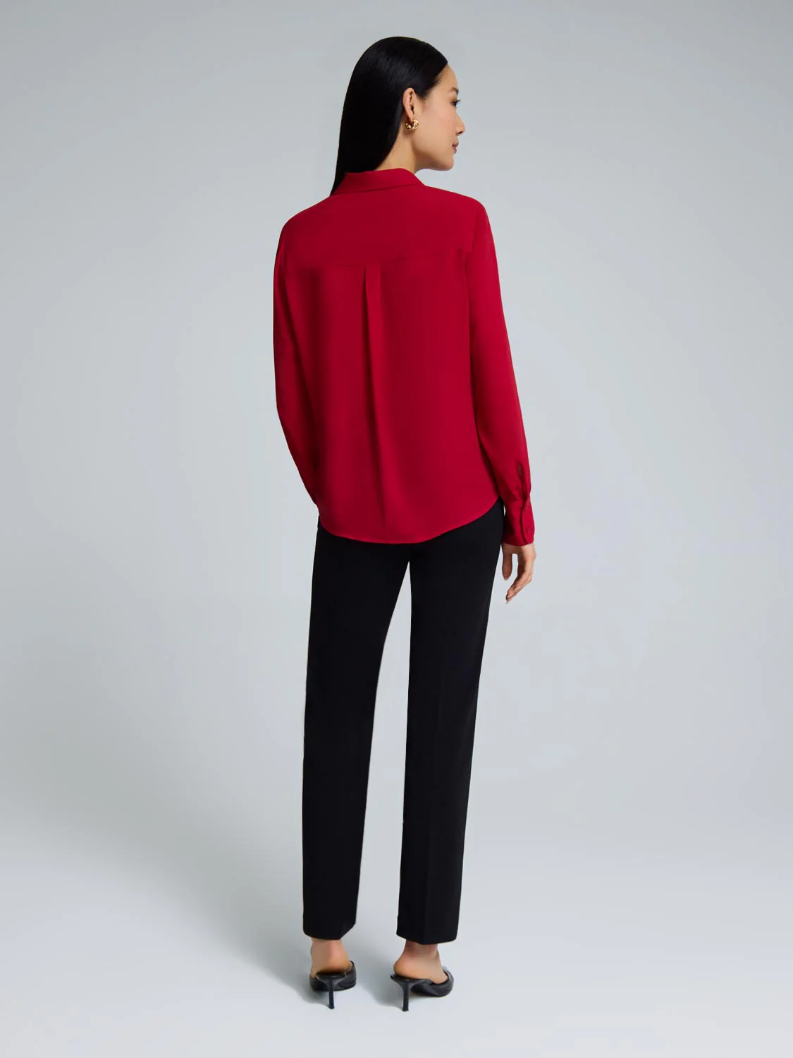 Button-Front Chiffon Blouse - Image 4
