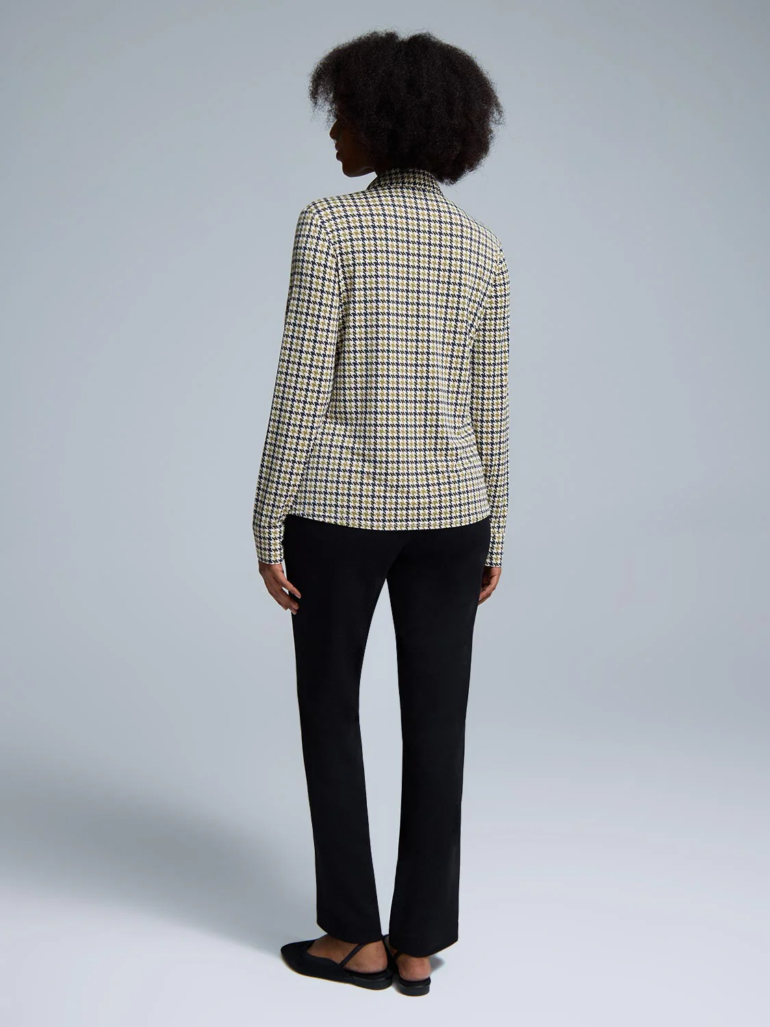 Houndstooth Button-Front Classic Blouse - Image 3