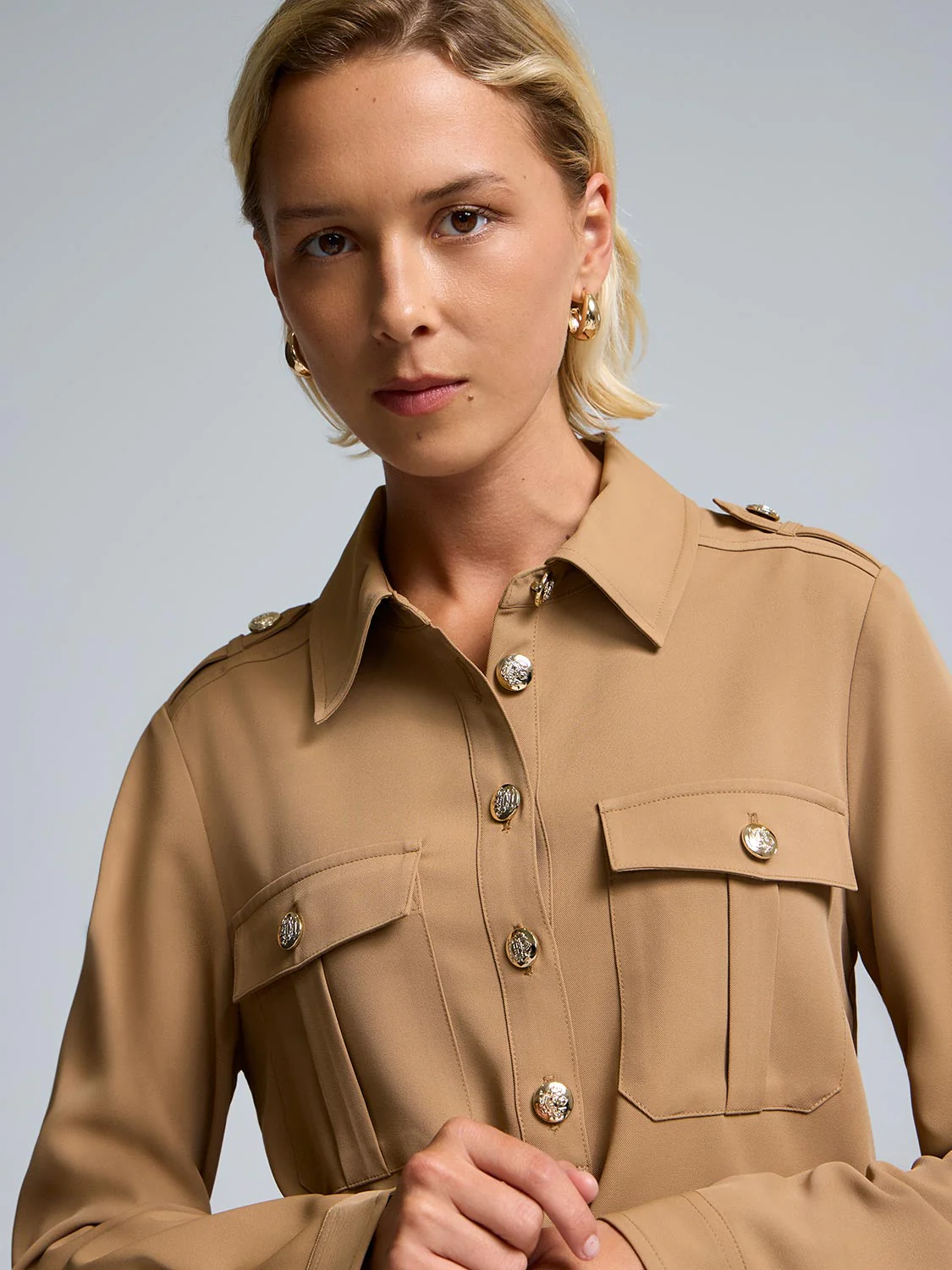 Twill Popover Blouse