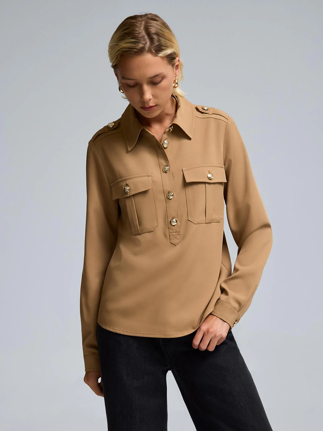 Twill Popover Blouse - Image 2
