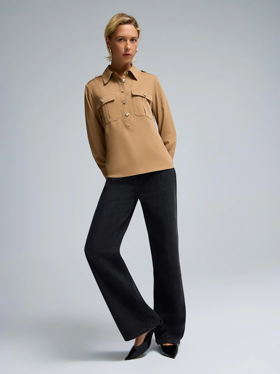 Twill Popover Blouse - Image 4