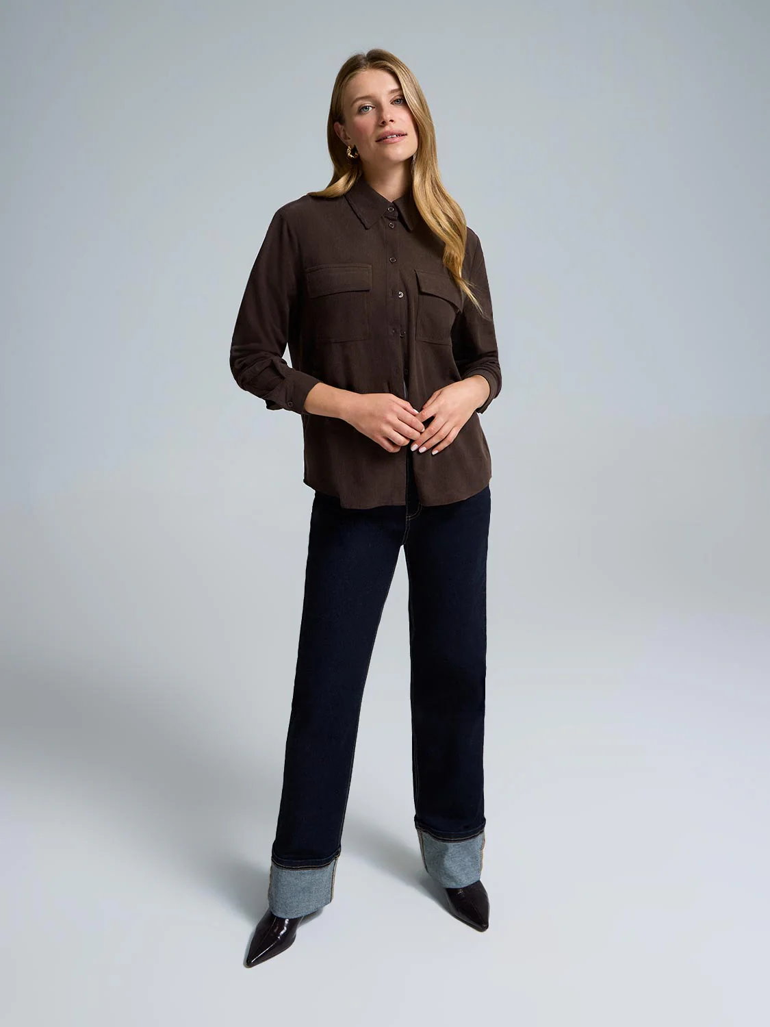 Corduroy Button-Front Blouse - Image 5