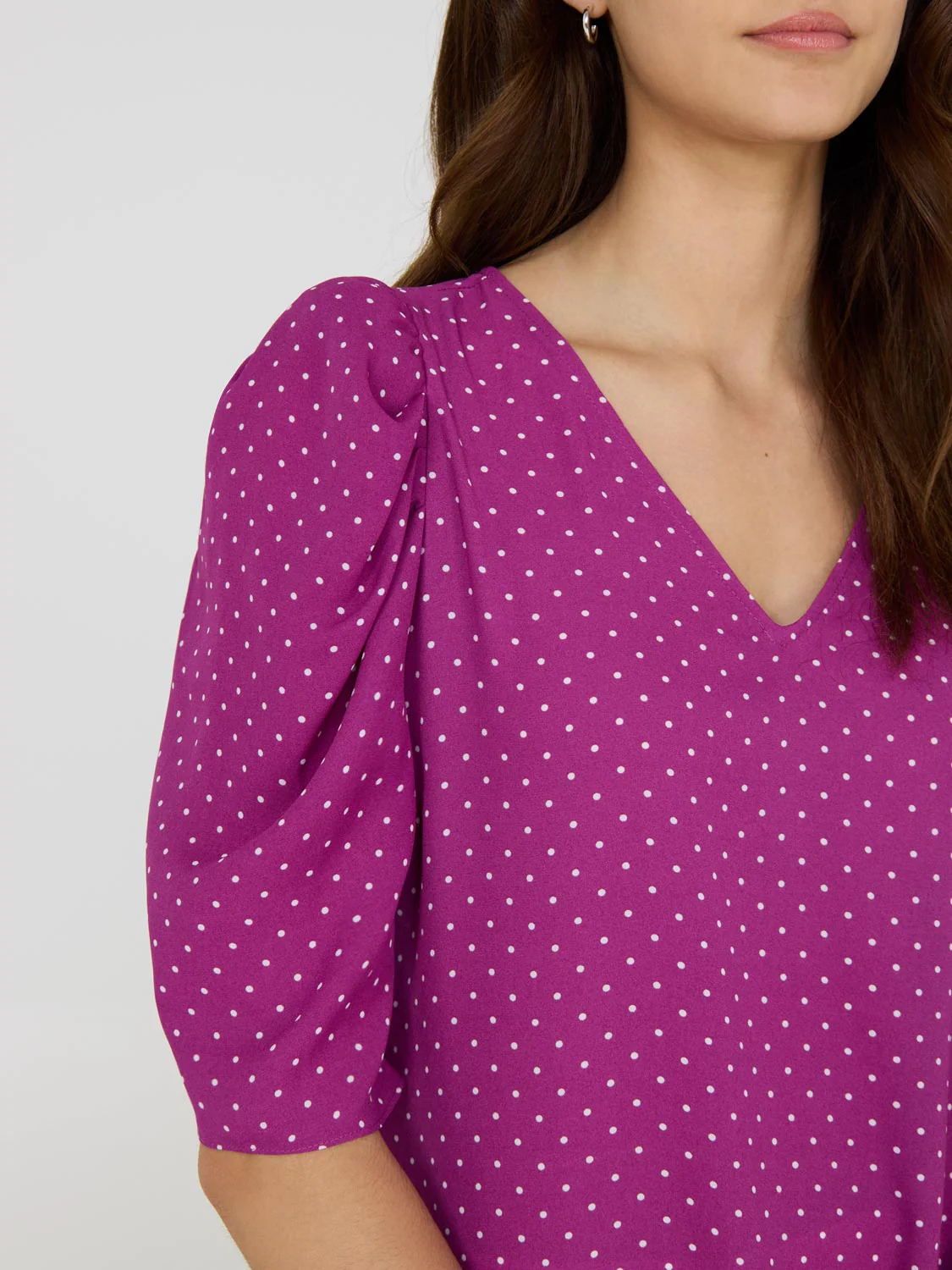 Polka Dot Puff Sleeve Top - Image 2
