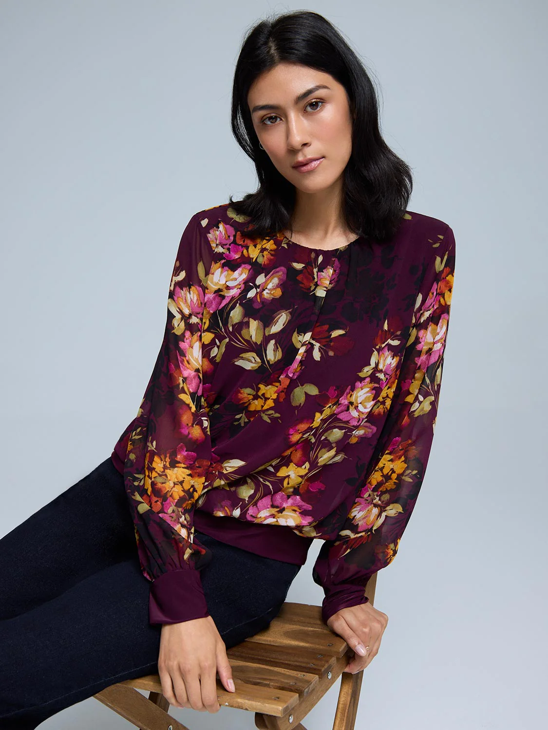 Floral Chiffon Popover Top - Image 2