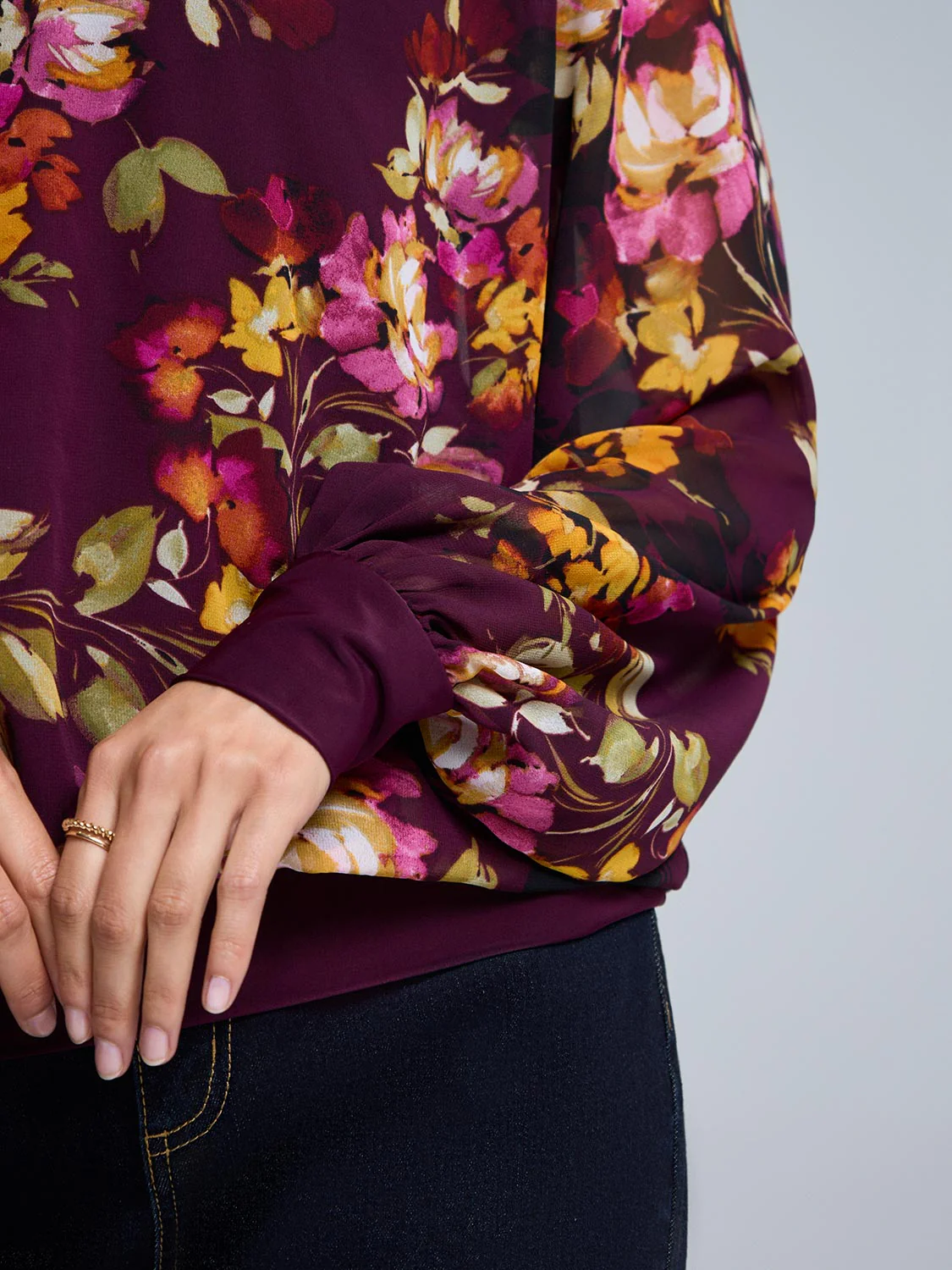 Floral Chiffon Popover Top - Image 3