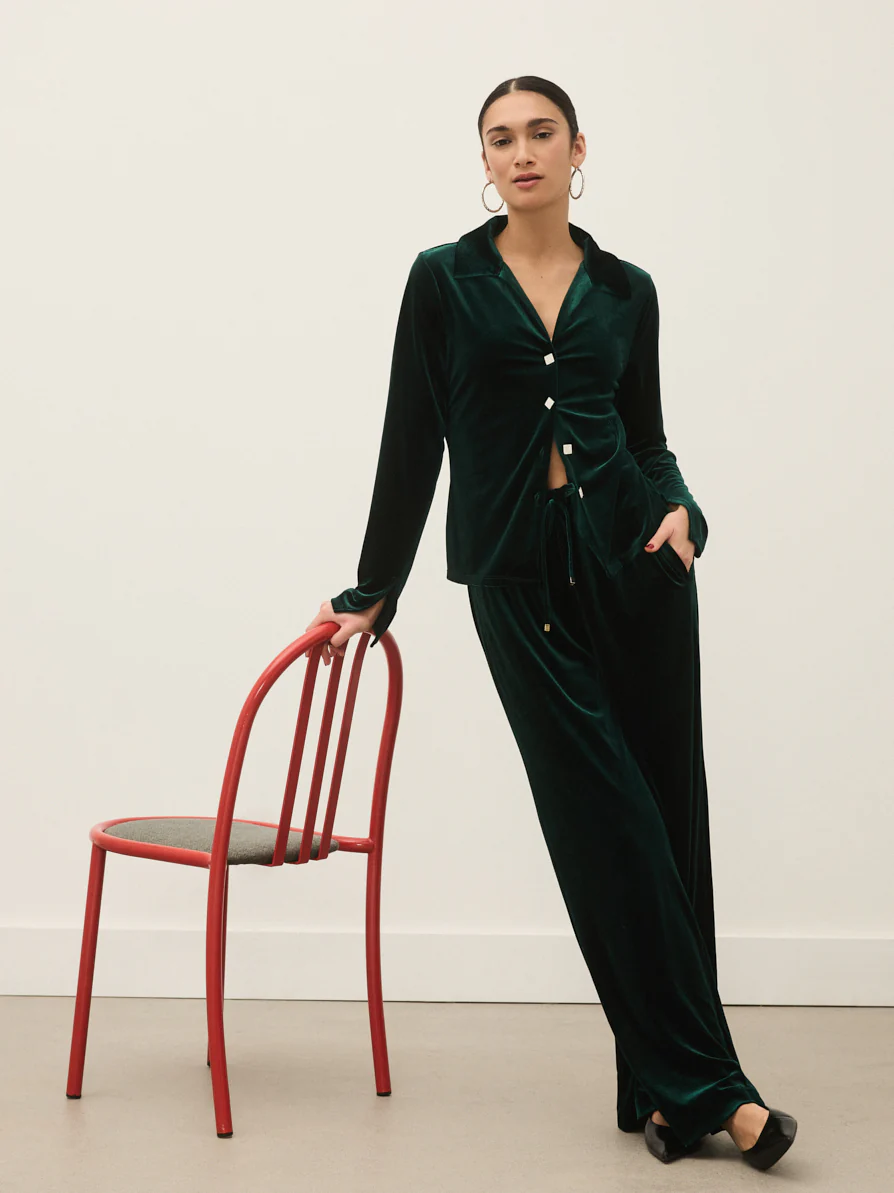 Velvet Button-Front Blouse - Image 5