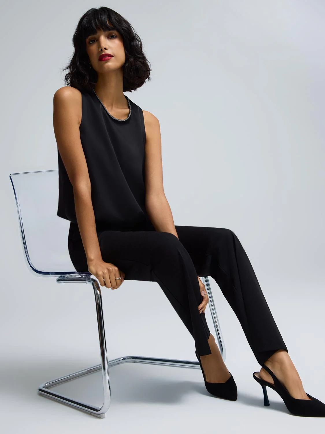 Embellished Neck Bubble Hem Top - Image 3