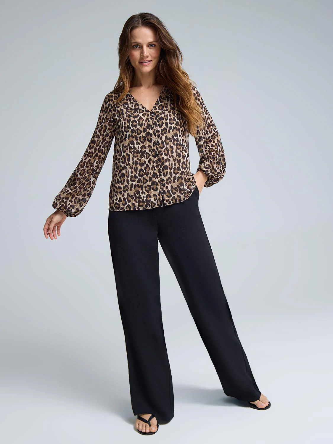 Button-Up Leopard Print Blouse - Image 2