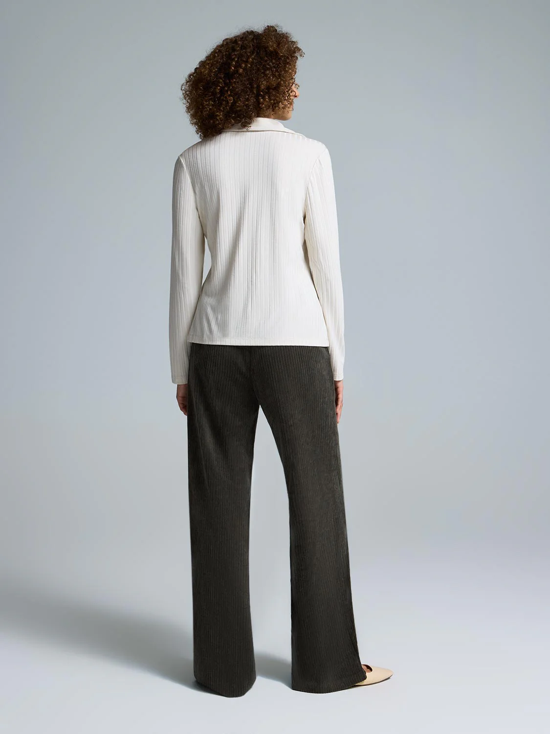 Ribbed Button-Front Blouse - Image 4